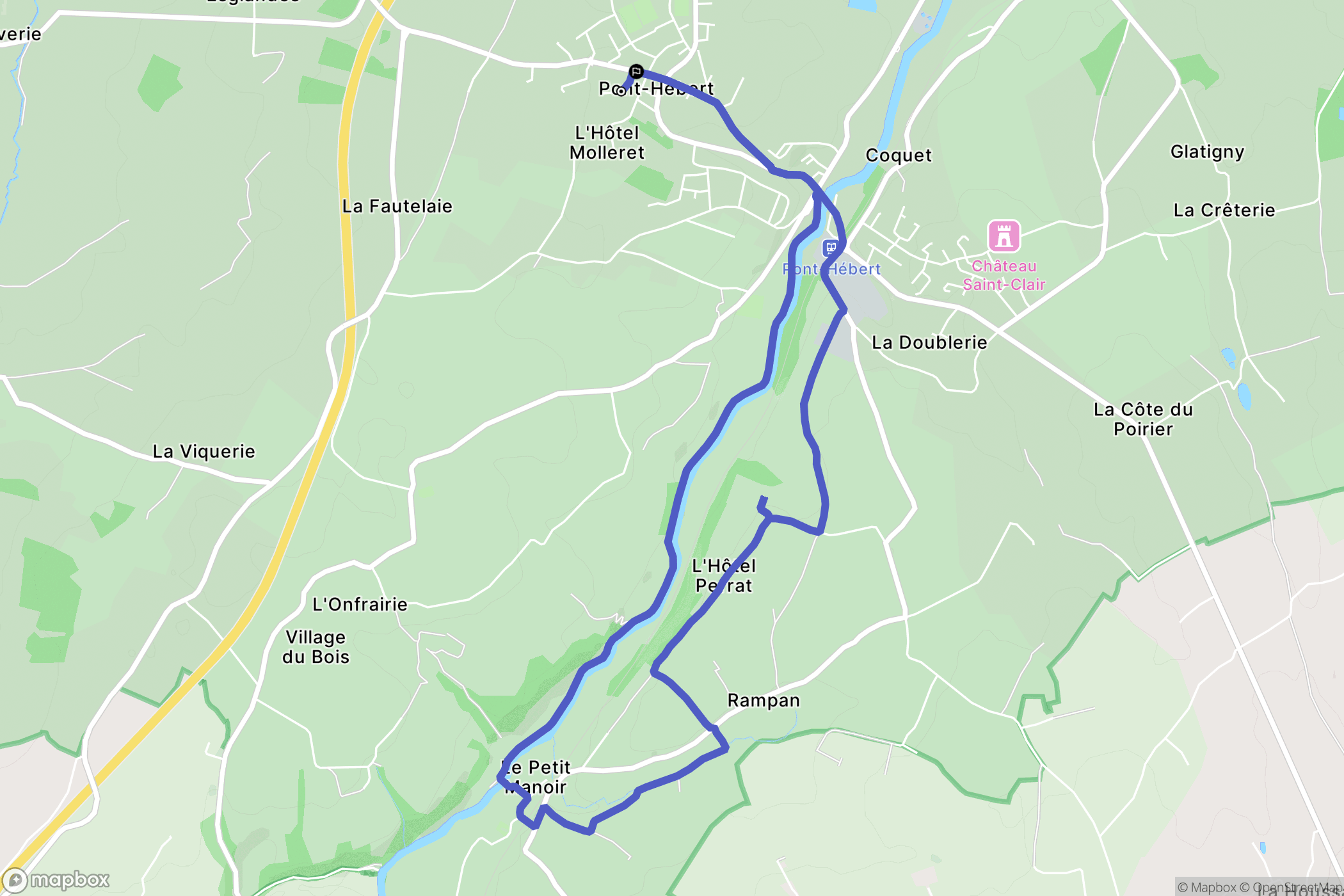 Pont-Hébert : carte du parcours de randonnée - France
