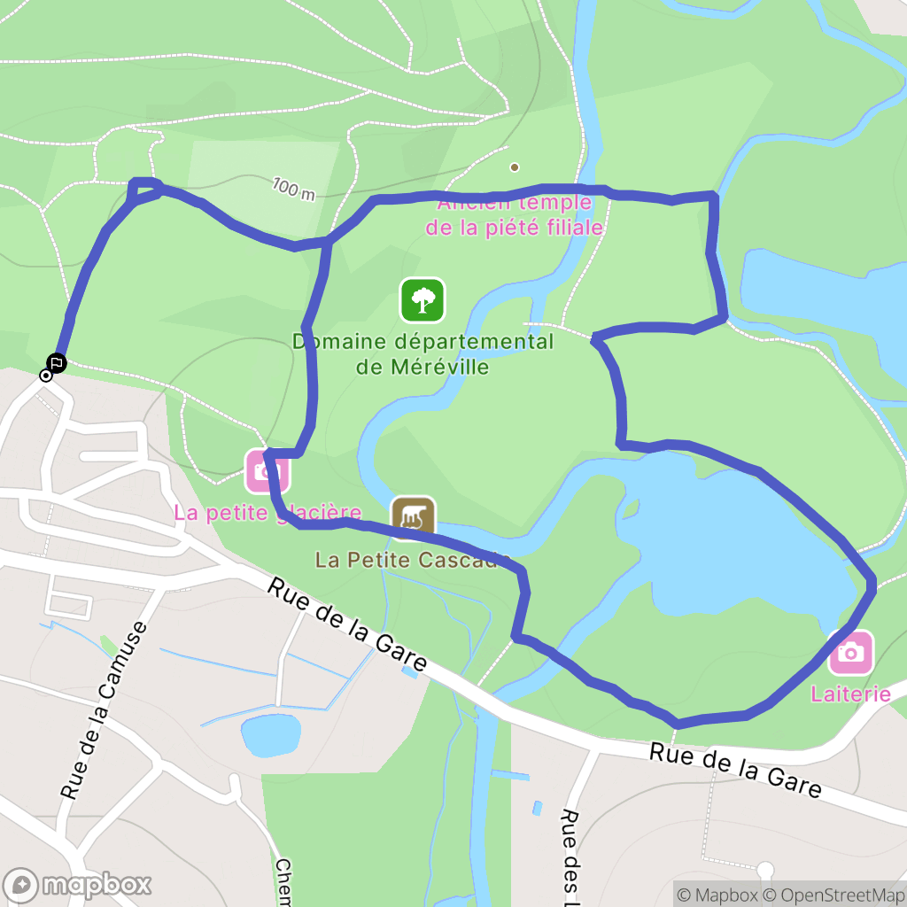 Le Mérévillois : carte du parcours de randonnée - France