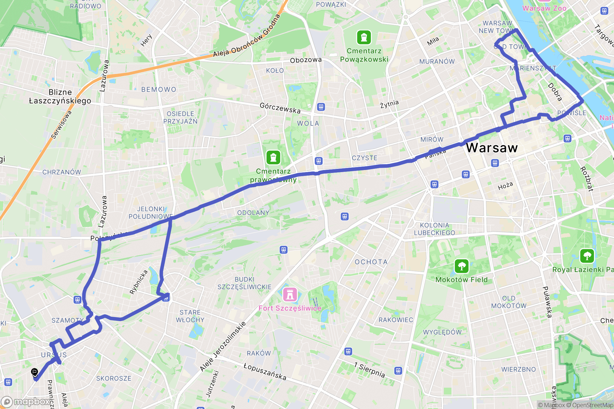 Warszawa: mapa trasy - Poland