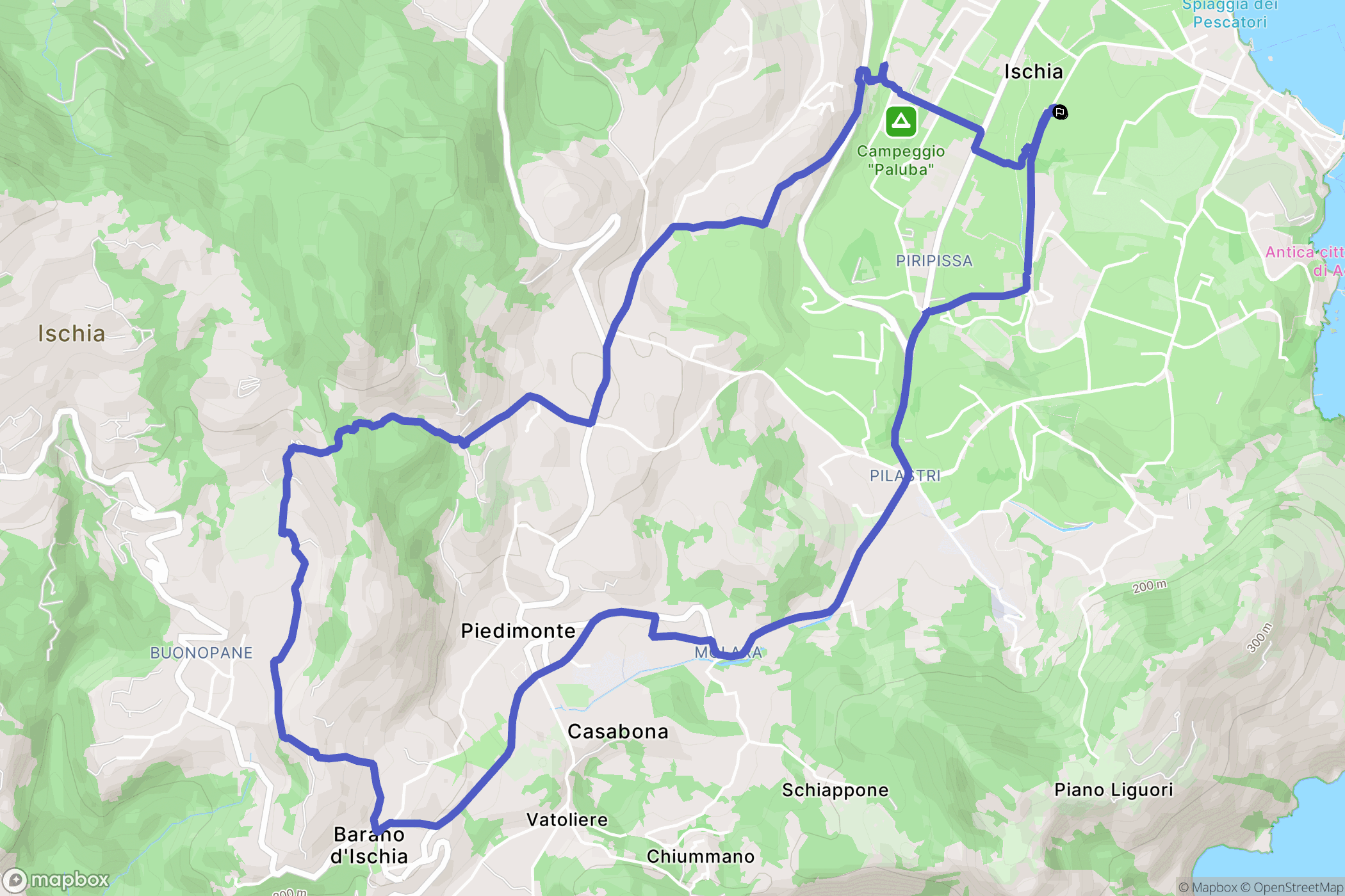 Ischia : carte du parcours de randonnée - Italy
