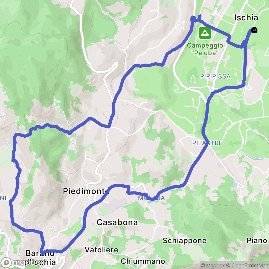 Ischia : carte du parcours de randonnée - Italy
