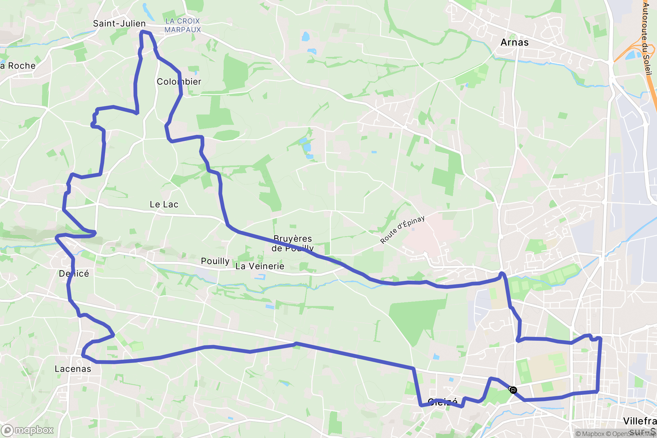 Villefranche-sur-Saône : carte du parcours de randonnée - France