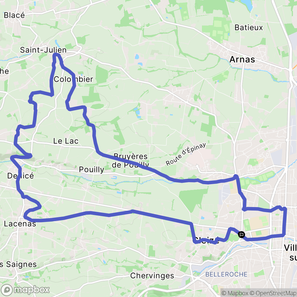 Villefranche-sur-Saône : carte du parcours de randonnée - France