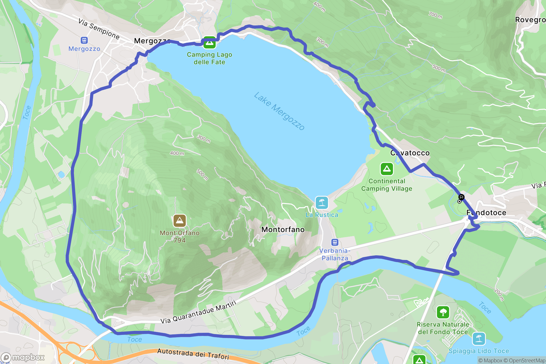 Fondotoce : carte du parcours de randonnée - Italy