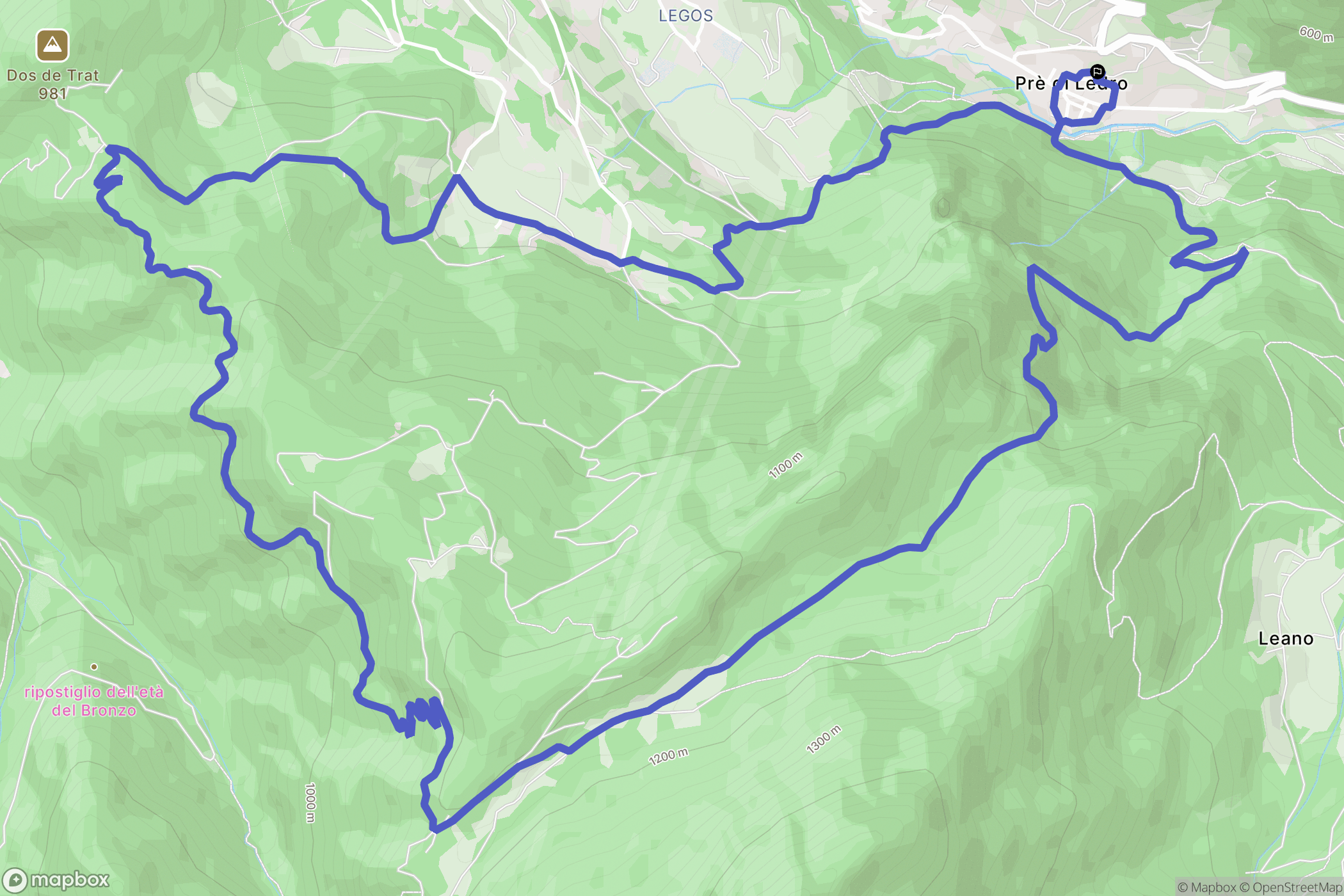 Prédi Ledro : carte du parcours de randonnée - Italy