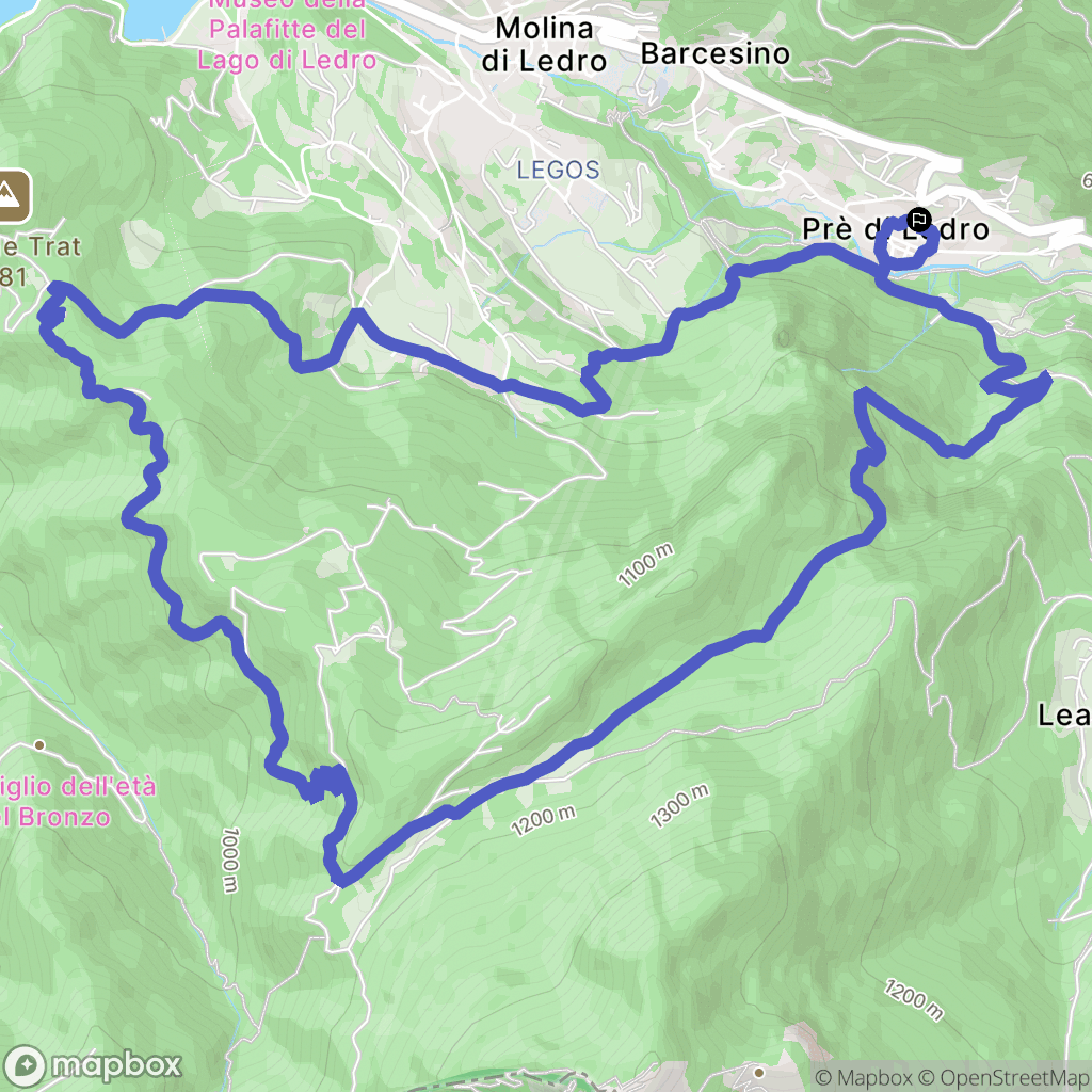 Prédi Ledro : carte du parcours de randonnée - Italy