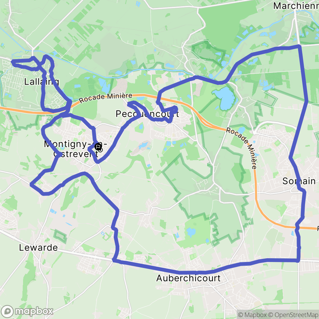 Montigny-en-Ostrevent : carte du parcours de randonnée - France