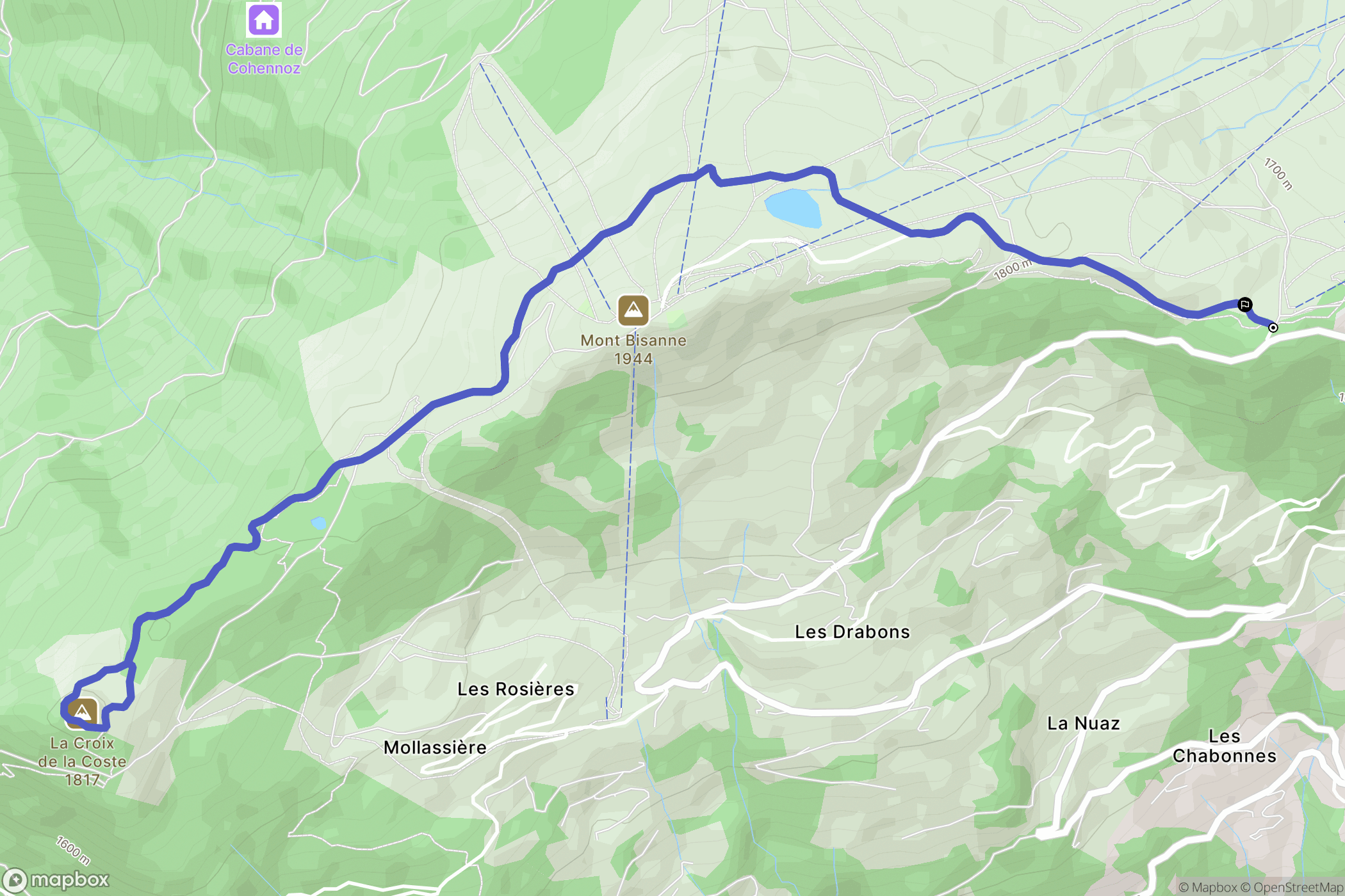 Villard-sur-Doron : carte du parcours de randonnée - France