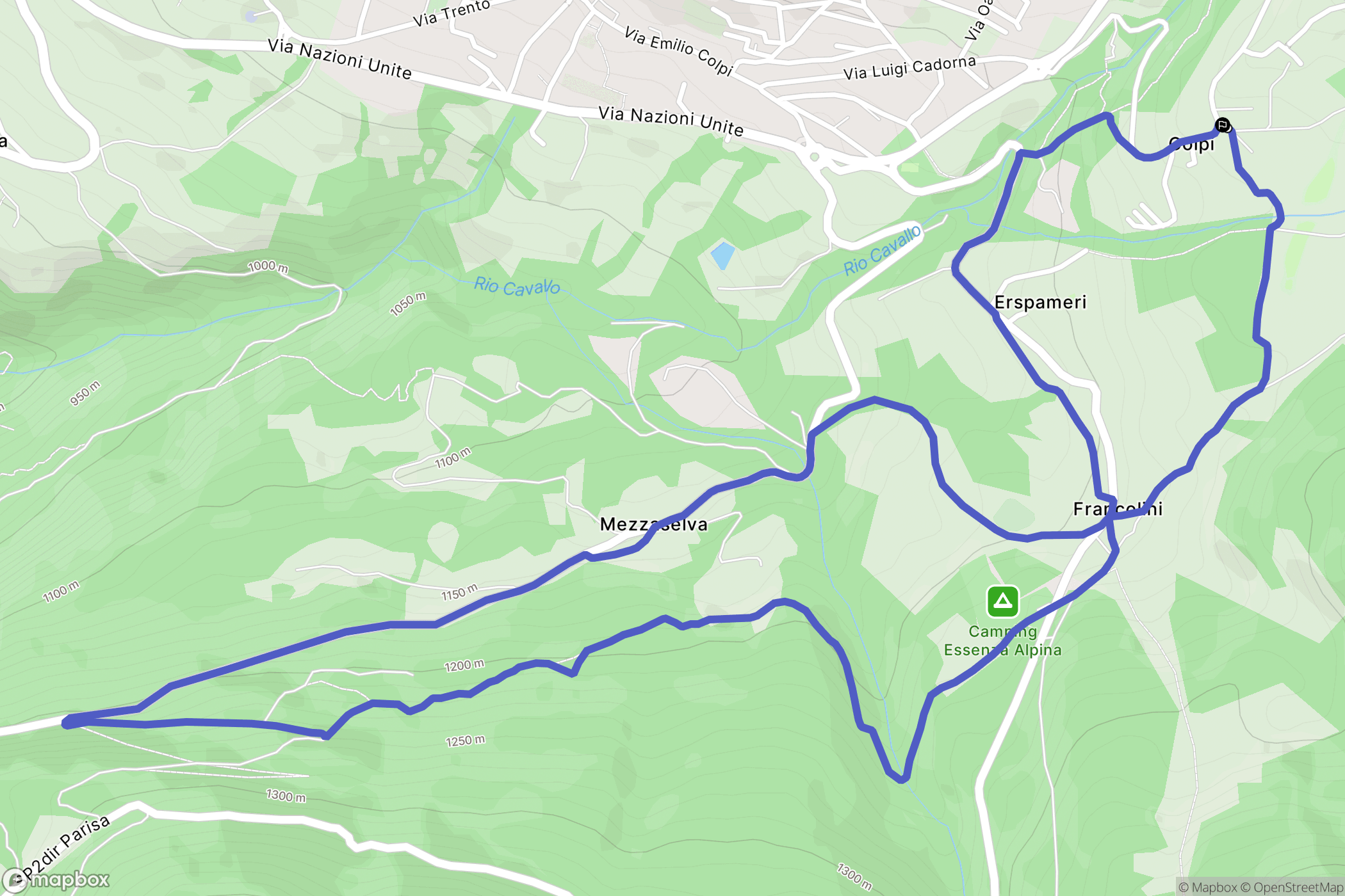 Colpi : carte du parcours de randonnée - Italy