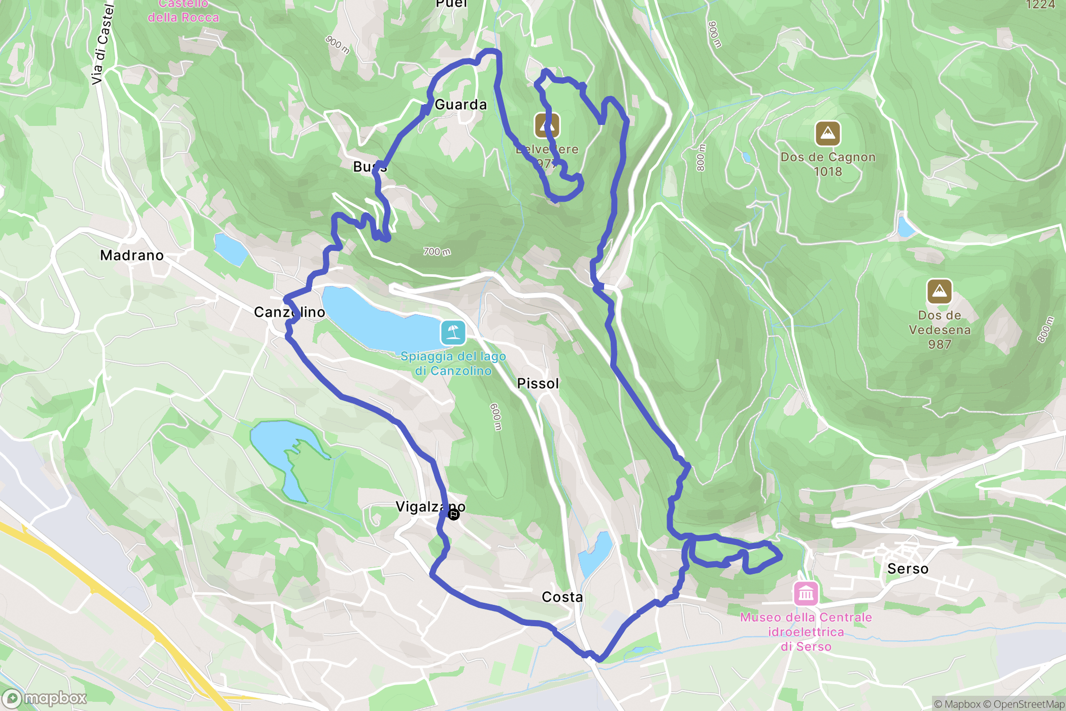 Vigalzano : carte du parcours de randonnée - Italy