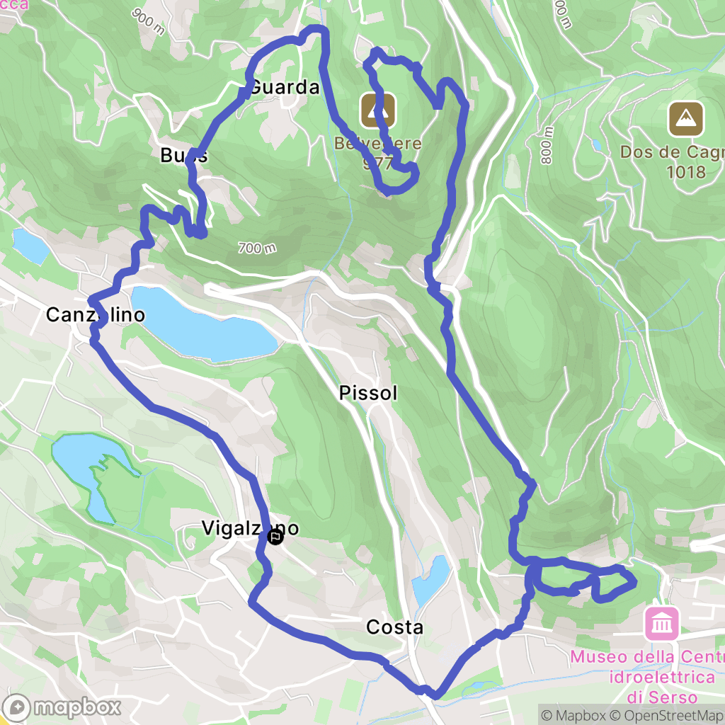 Vigalzano : carte du parcours de randonnée - Italy