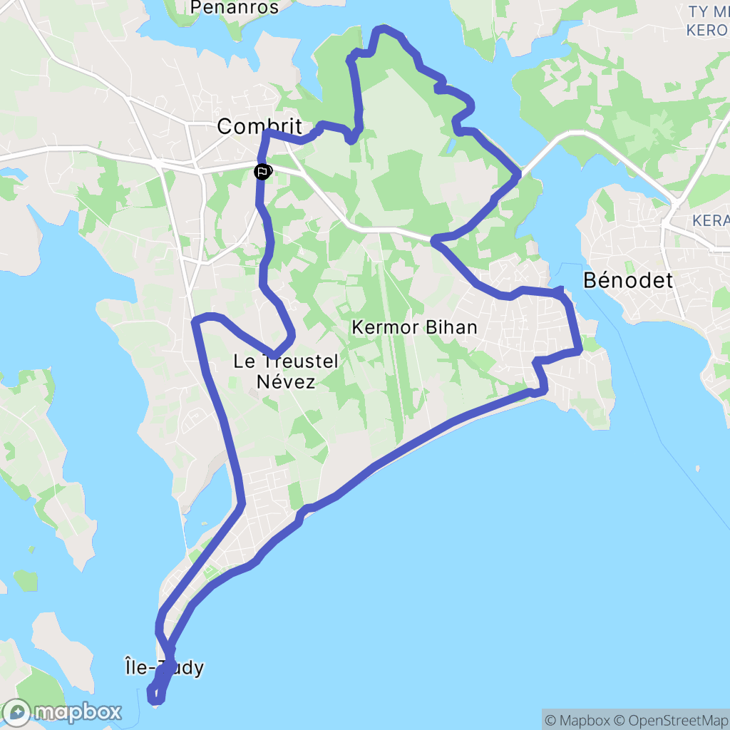 Combrit : carte du parcours de randonnée - France