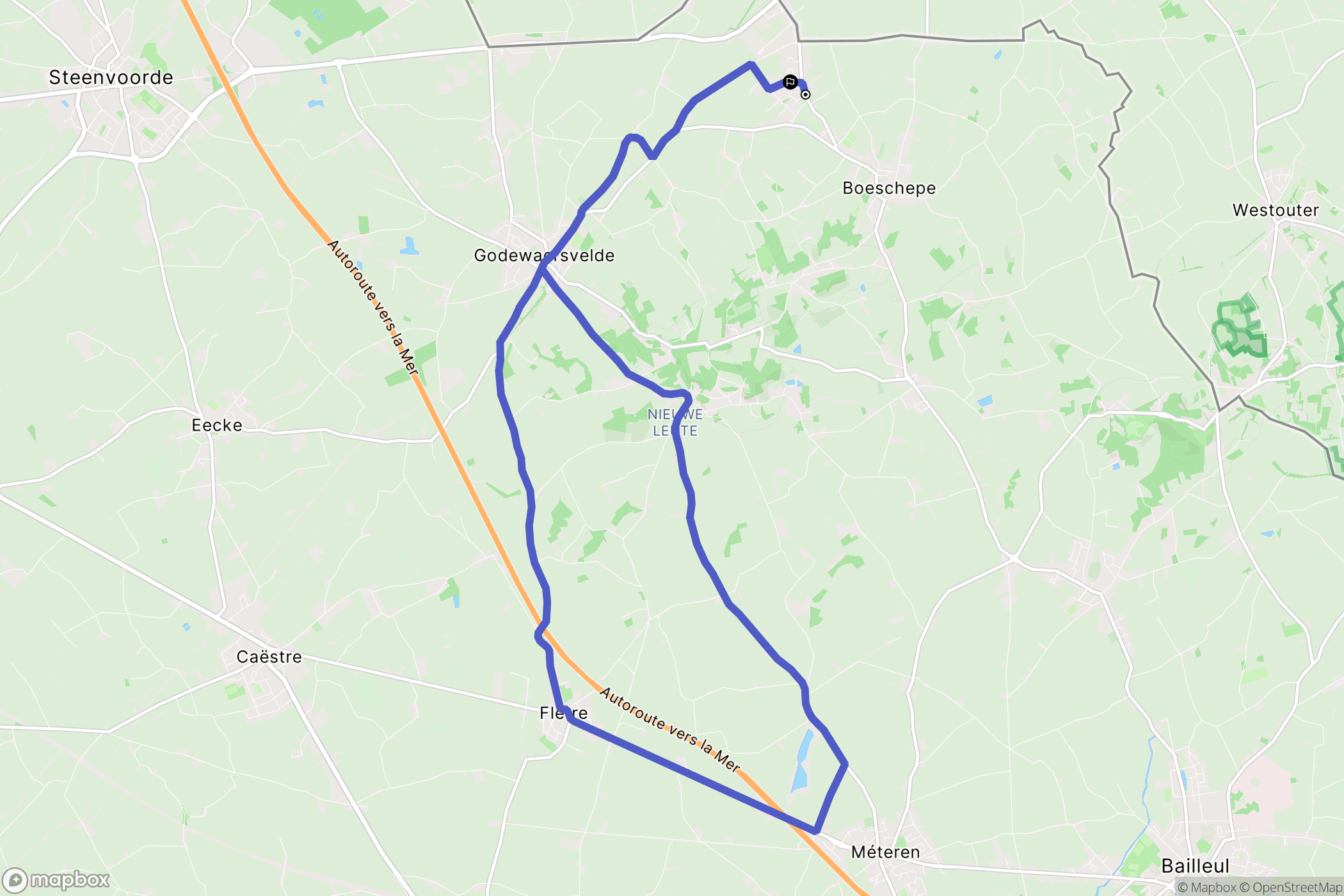Boeschepe : carte du parcours de randonnée - France