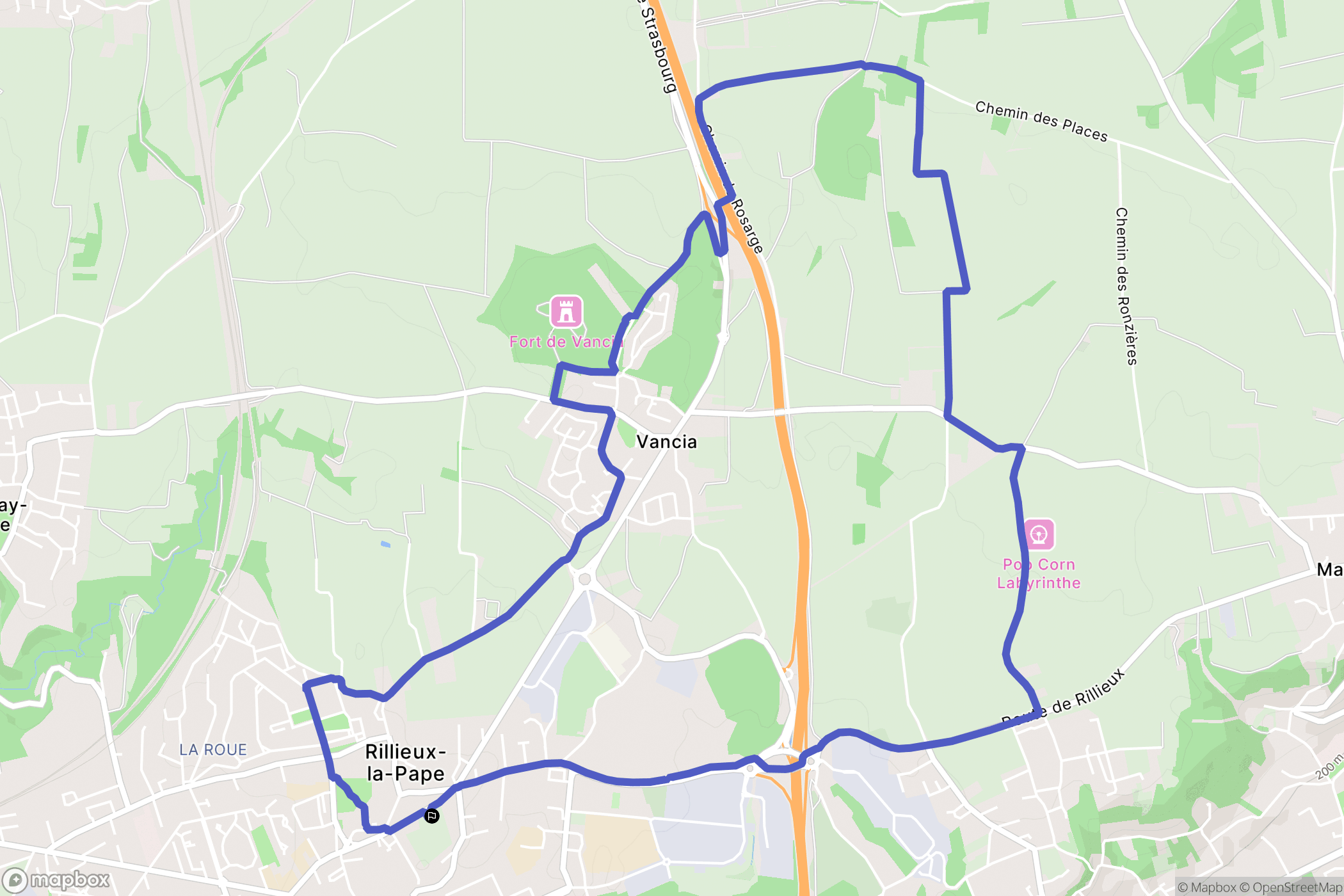 Rillieux-la-Pape : carte du parcours de randonnée - France