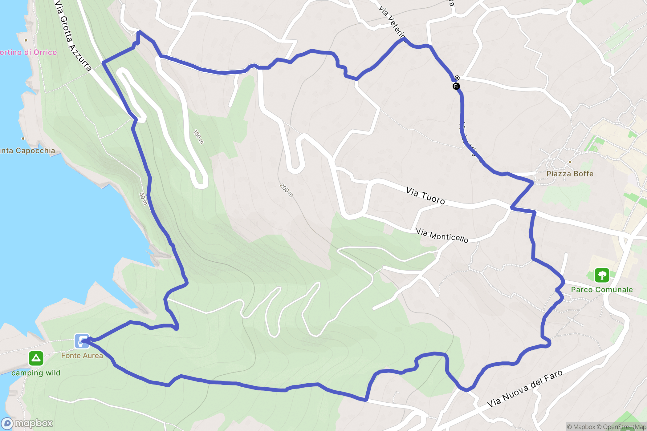 Anacapri : carte du parcours de randonnée - Italy