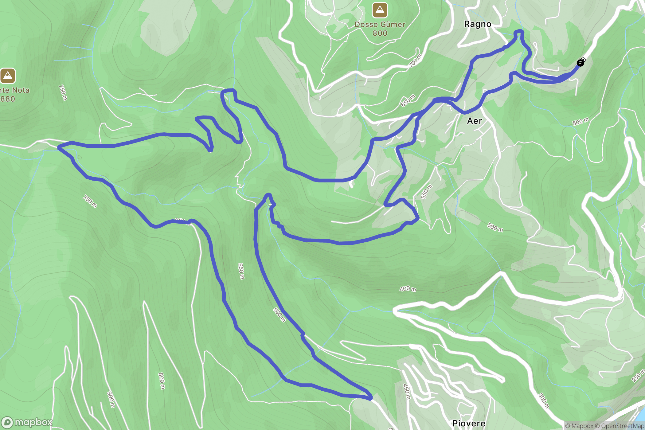 Aer : carte du parcours de randonnée - Italy