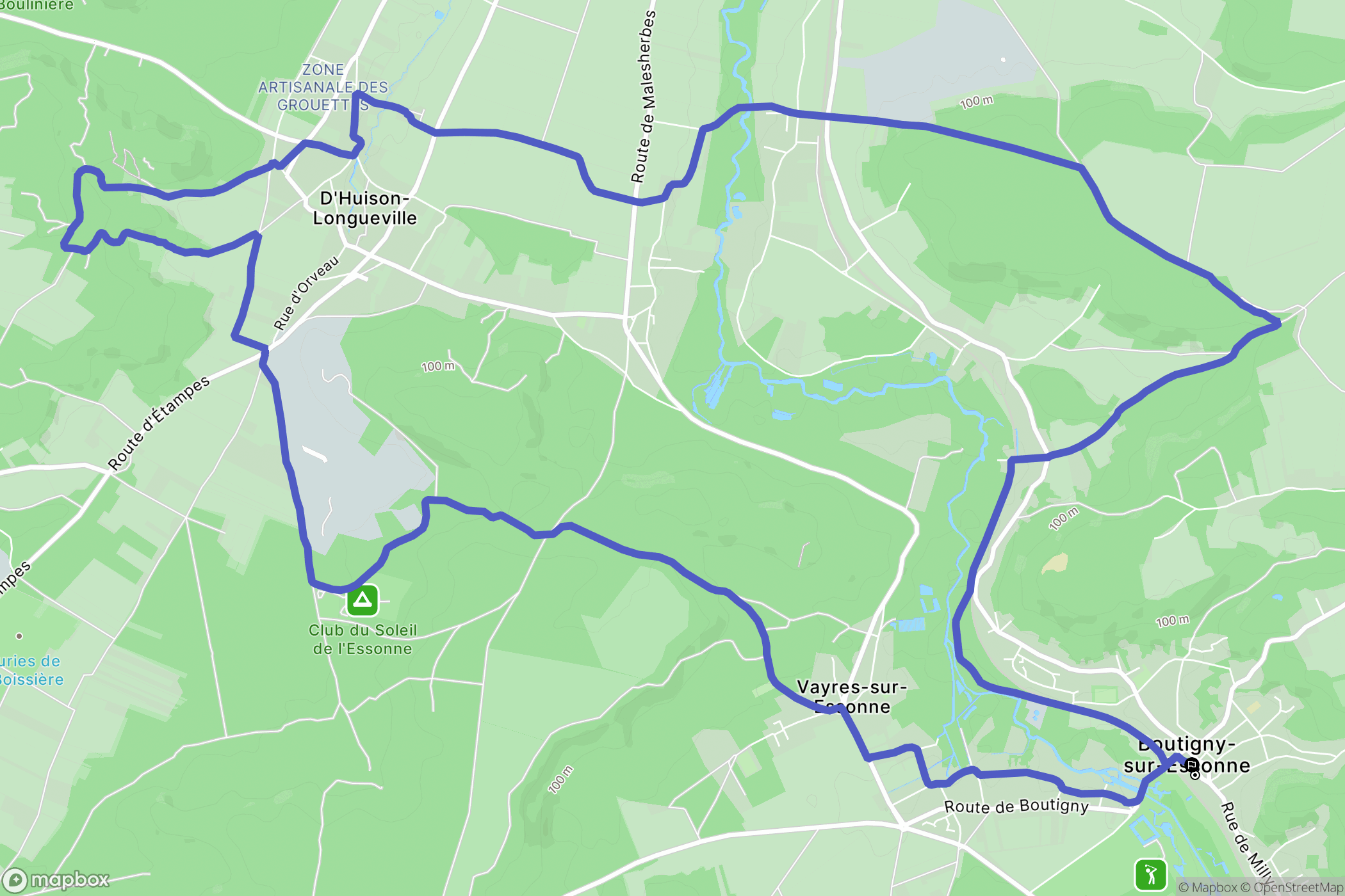 Boutigny-sur-Essonne : carte du parcours de randonnée - France