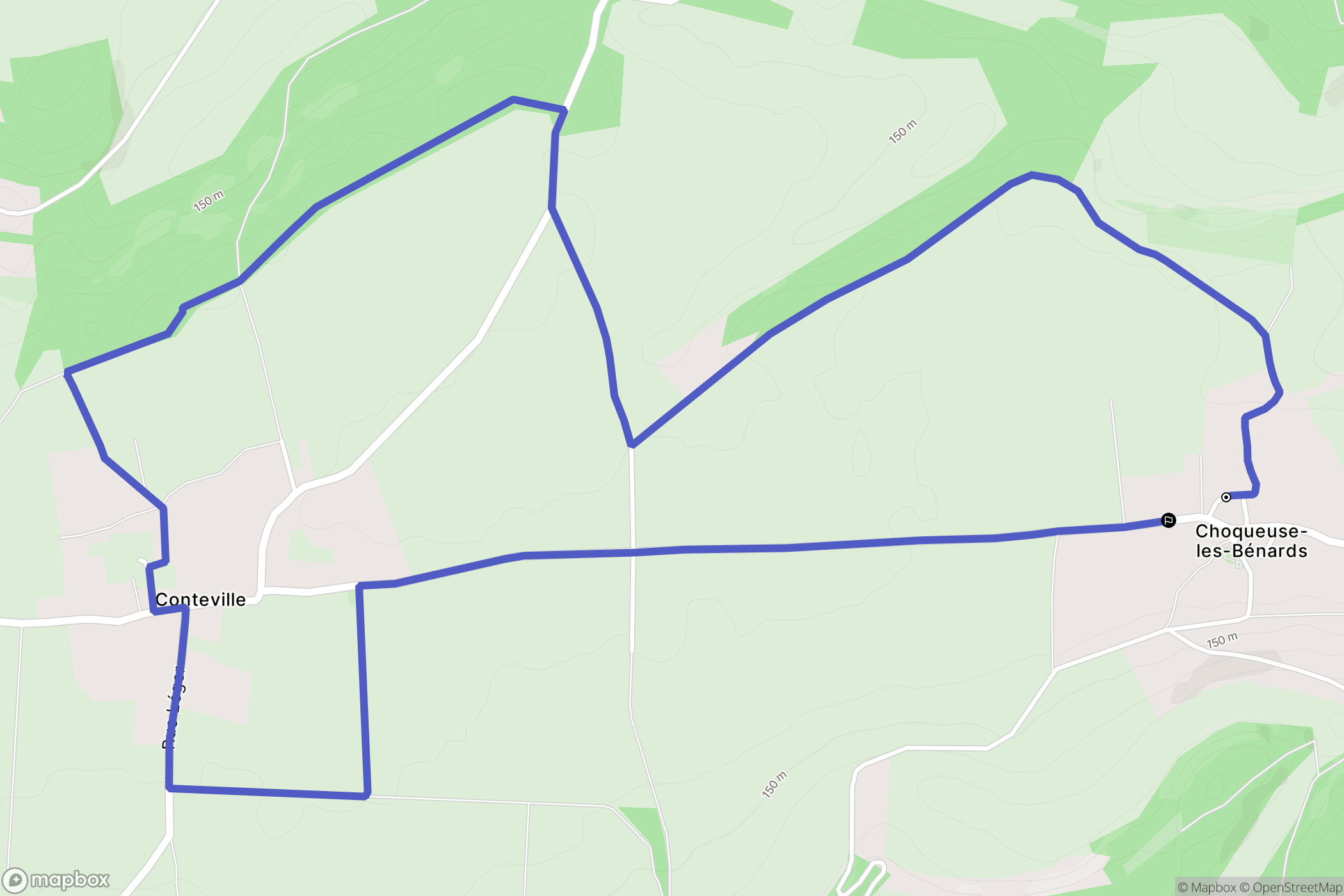Choqueuse-les-Bénards : carte du parcours de randonnée - France
