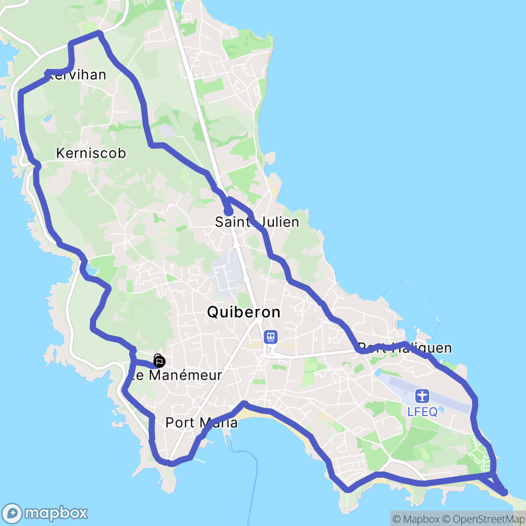 Quiberon : carte du parcours de randonnée - France