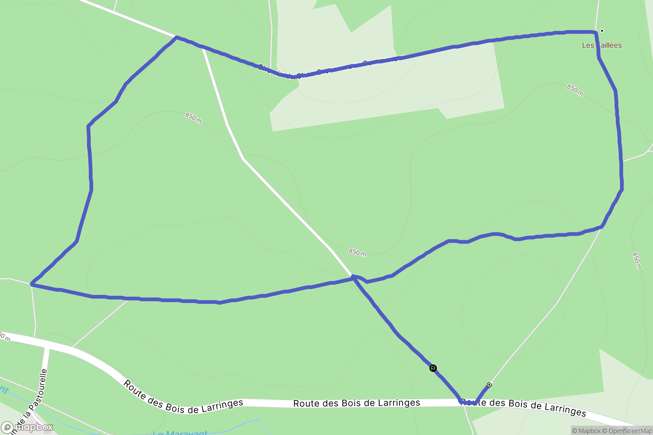 Larringes : carte du parcours de randonnée - France