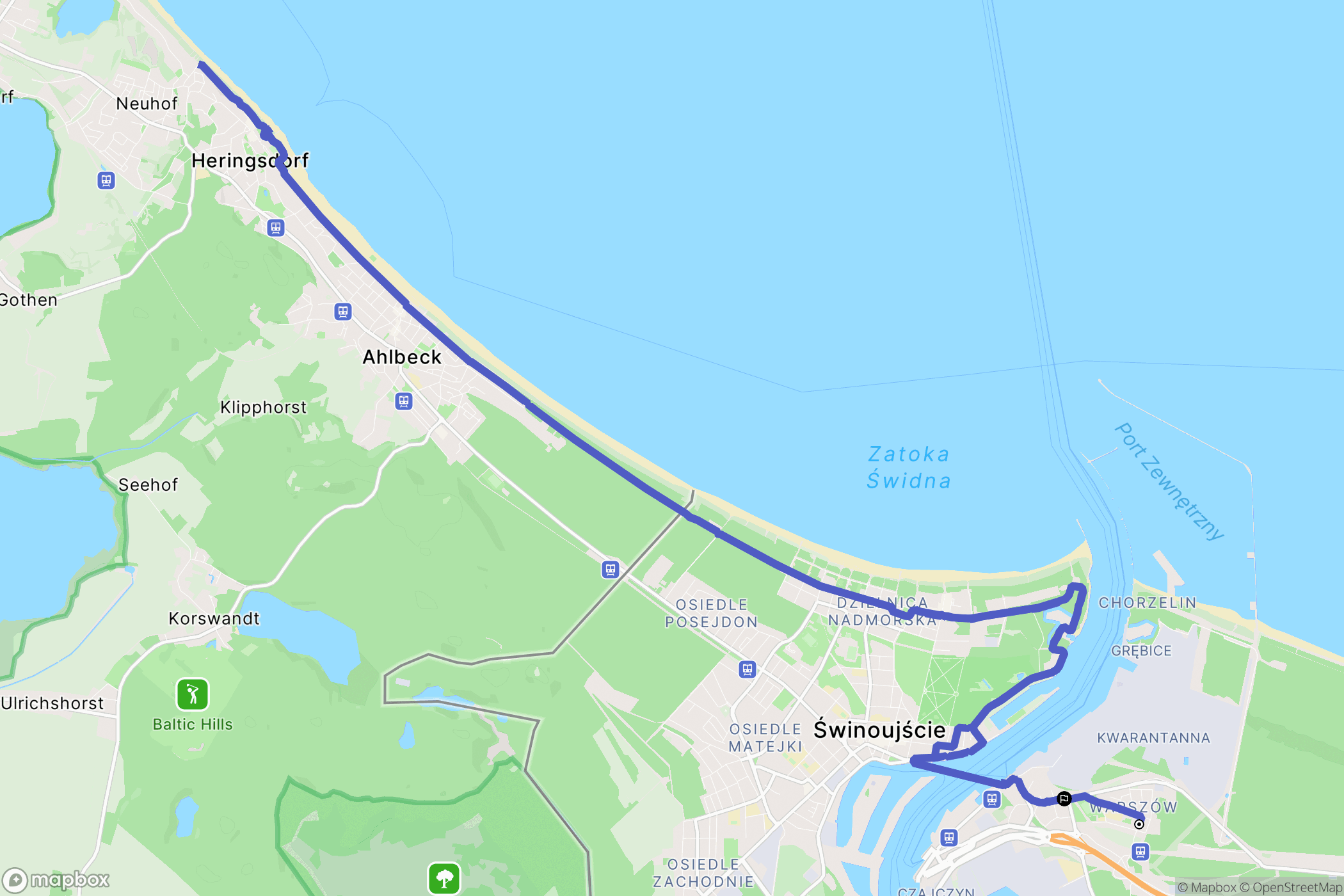 Świnoujście: mapa trasy - Poland
