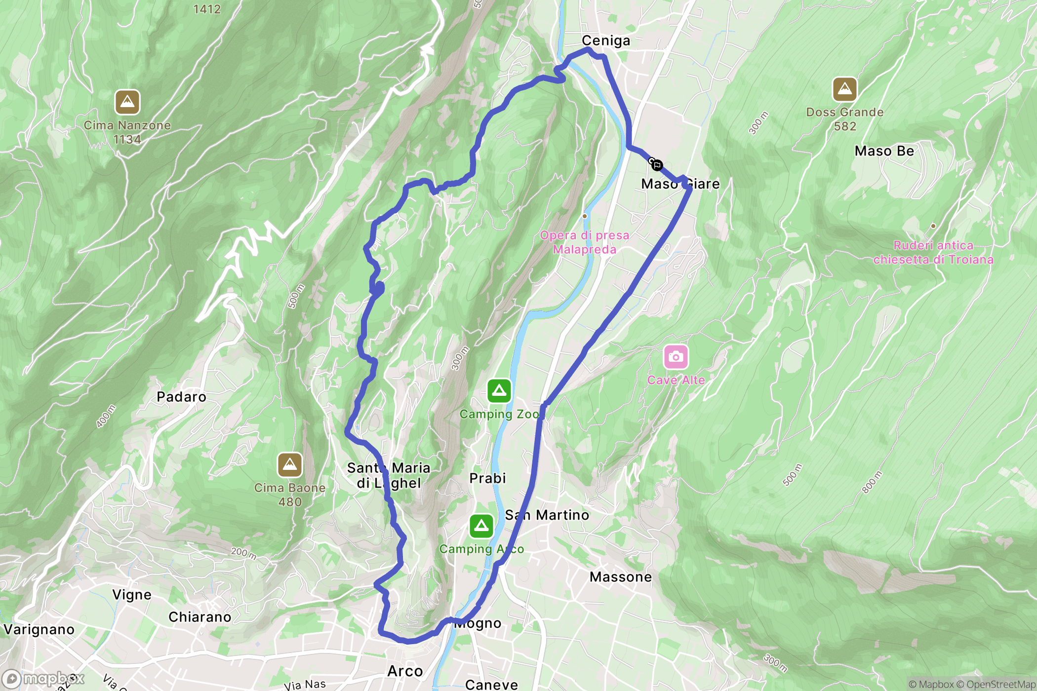 : carte du parcours de randonnée - Italy