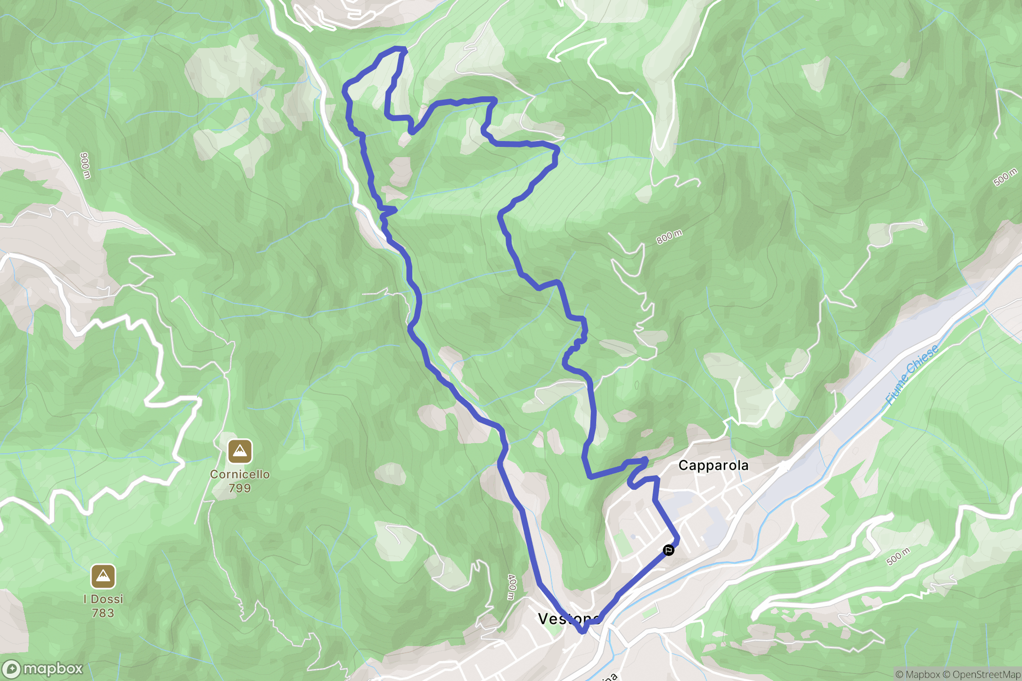 Vestone : carte du parcours de randonnée - Italy