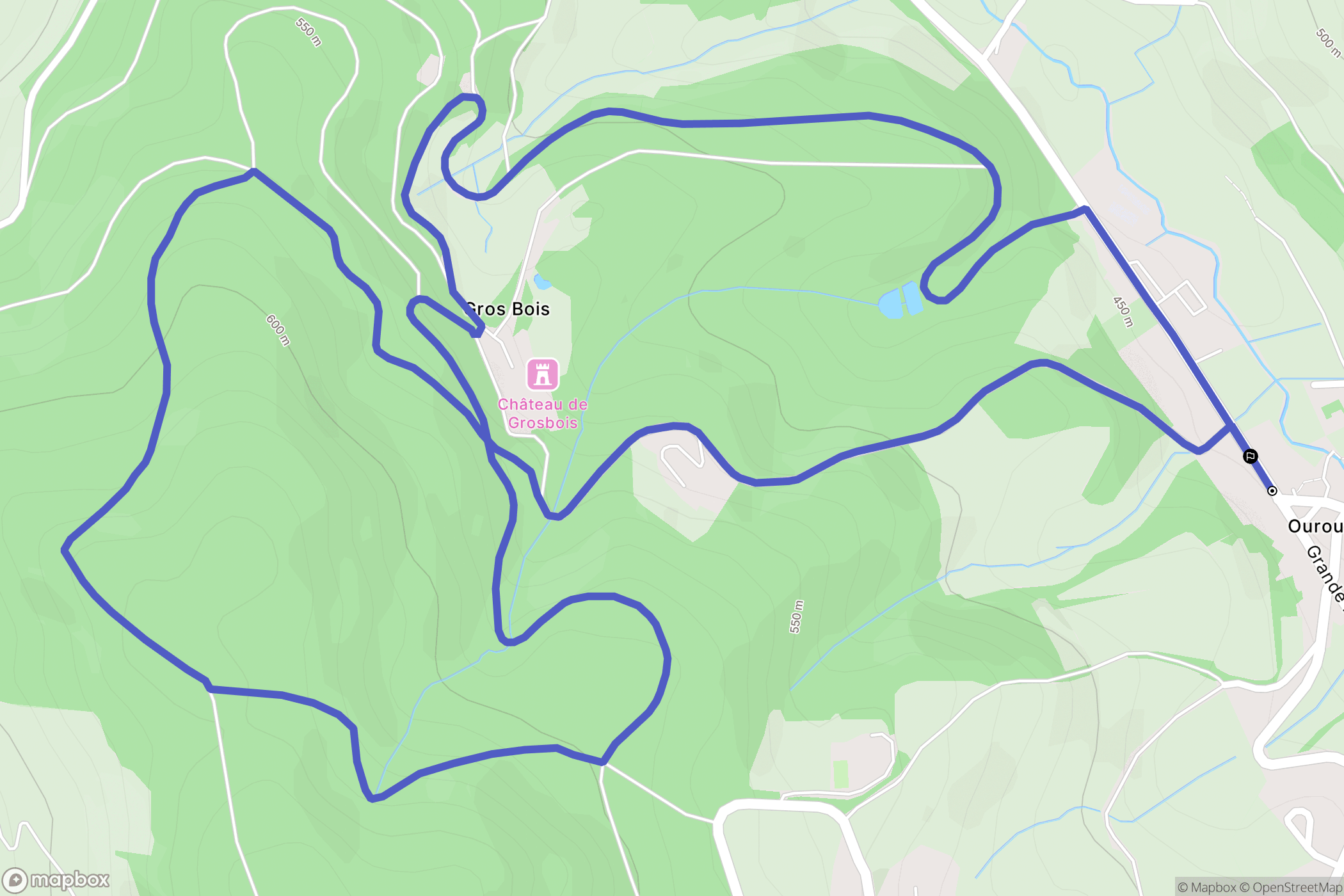 Deux-Grosnes : carte du parcours de randonnée - France