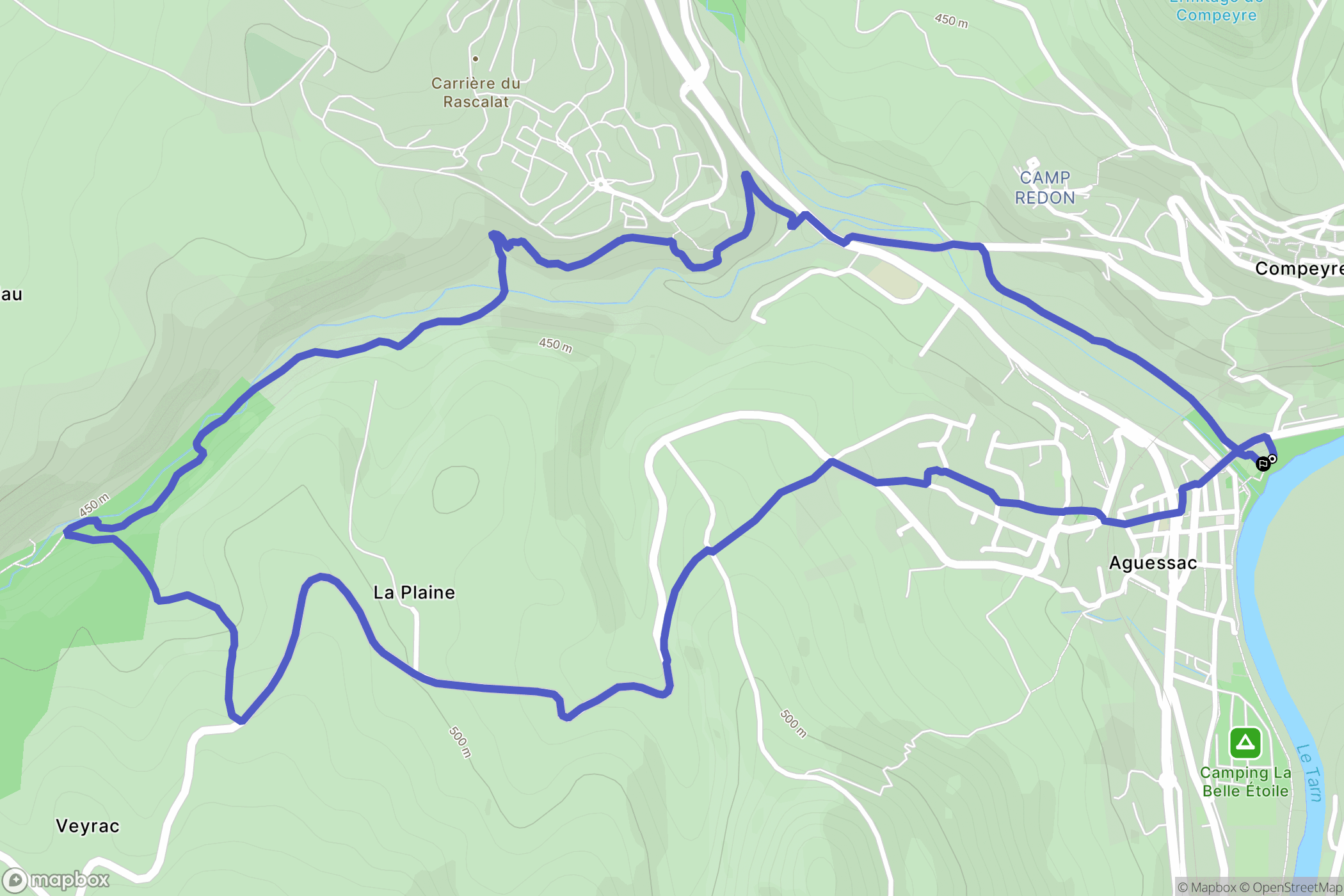 Aguessac : carte du parcours de randonnée - France