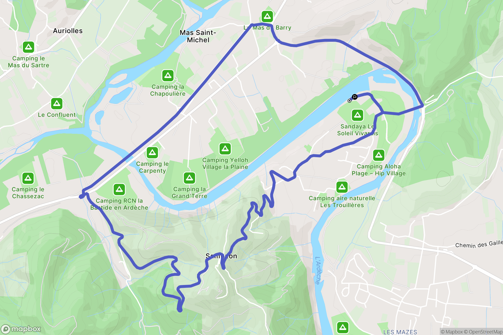 Sampzon : carte du parcours de randonnée - France