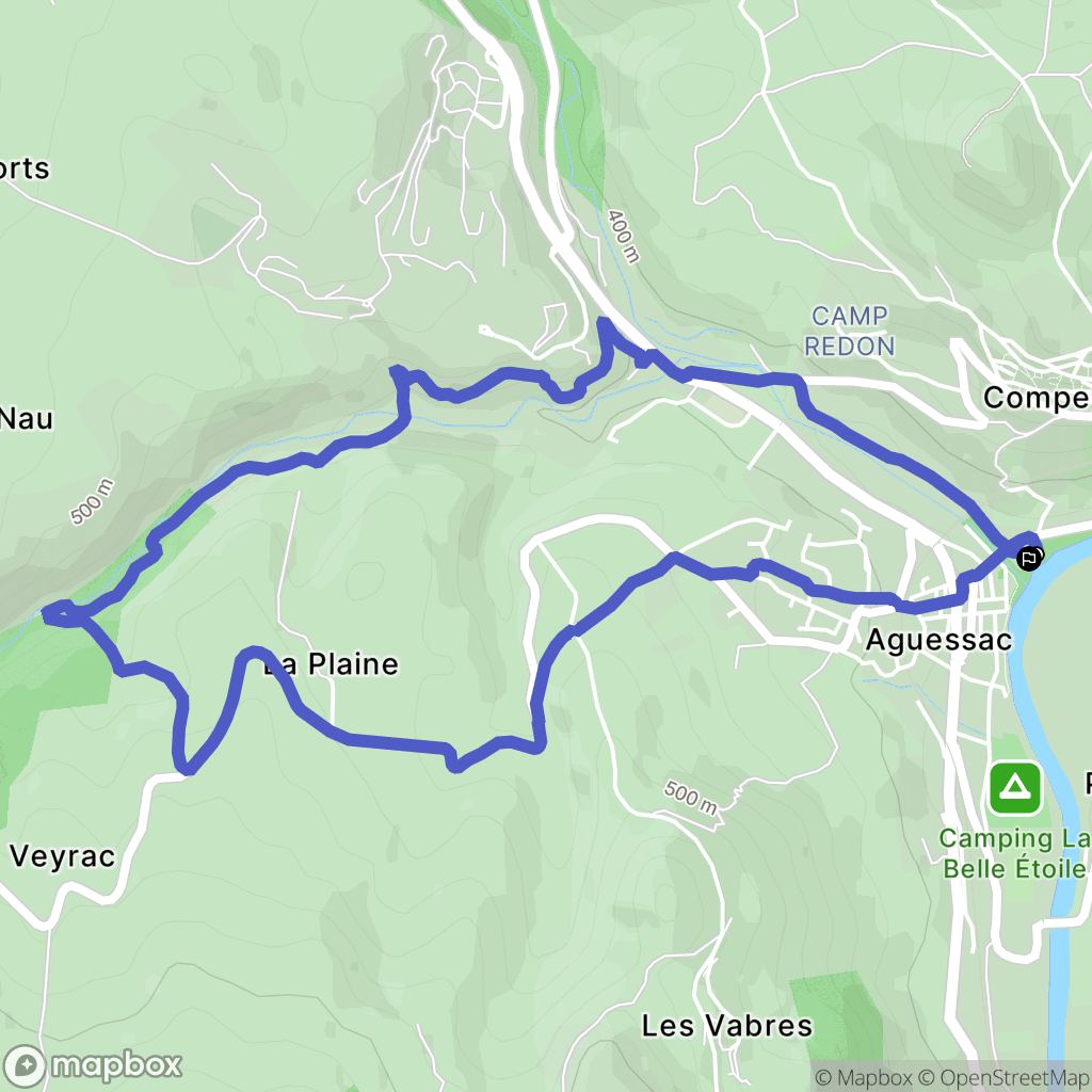 Aguessac : carte du parcours de randonnée - France