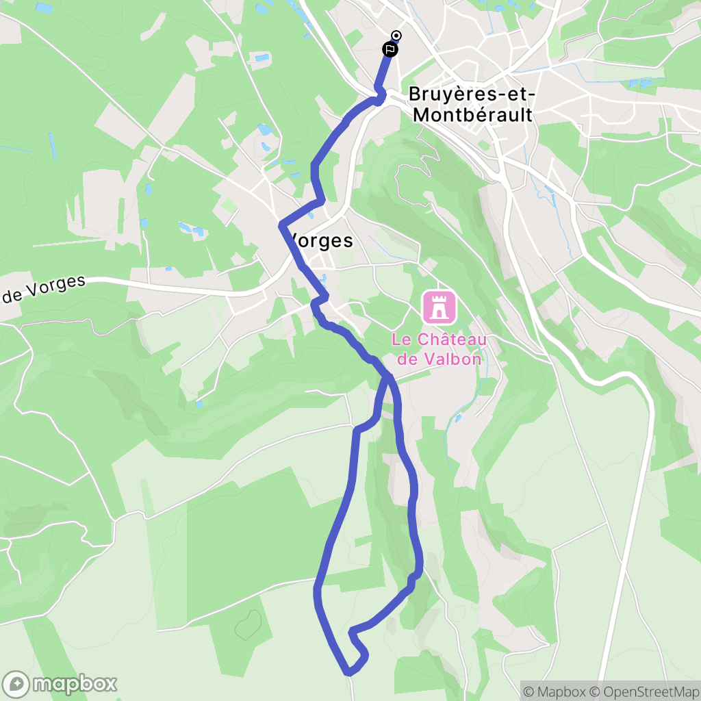 Bruyères-et-Montbérault : carte du parcours de randonnée - France