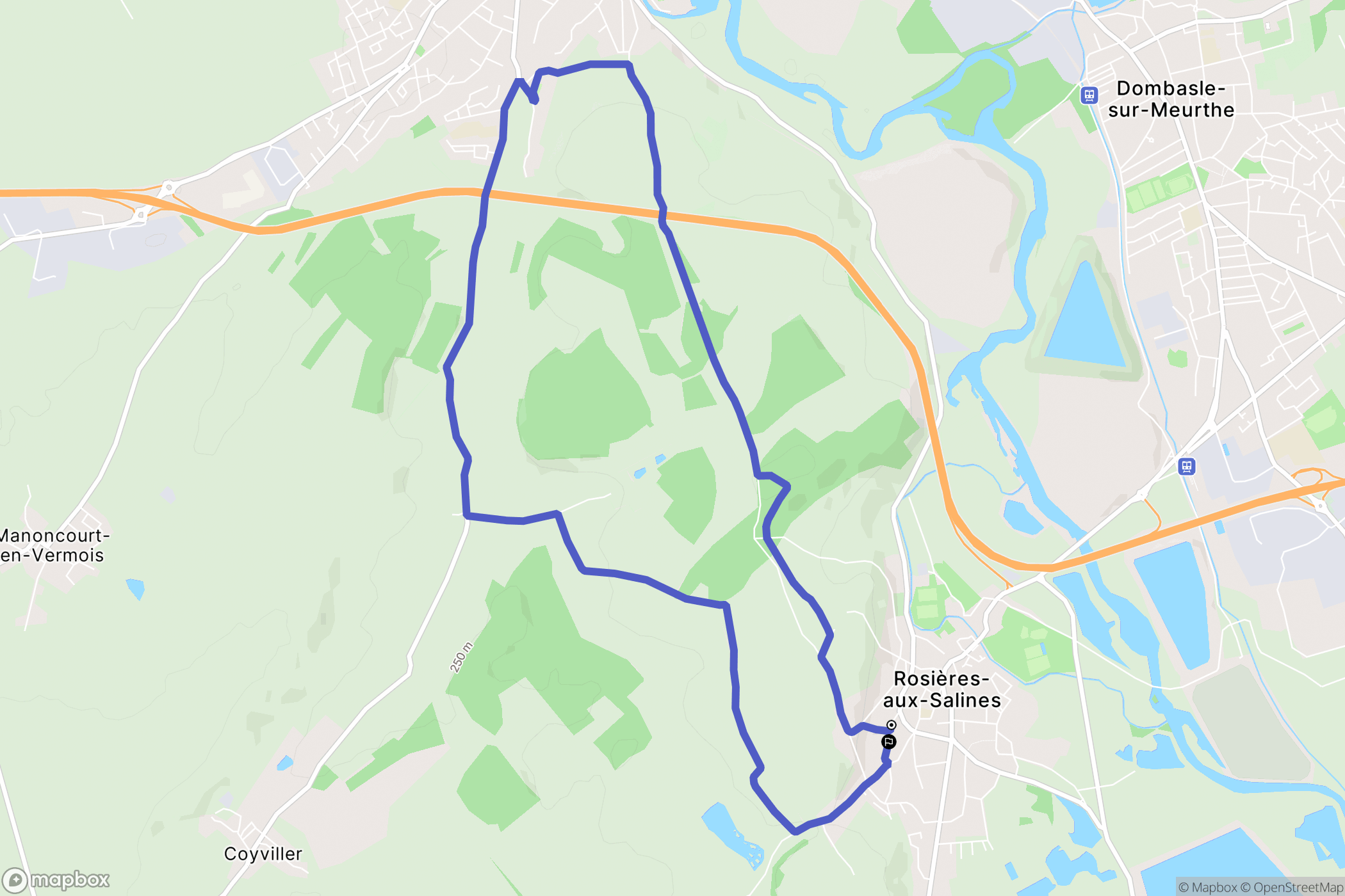 Rosières-aux-Salines : carte du parcours de randonnée - France
