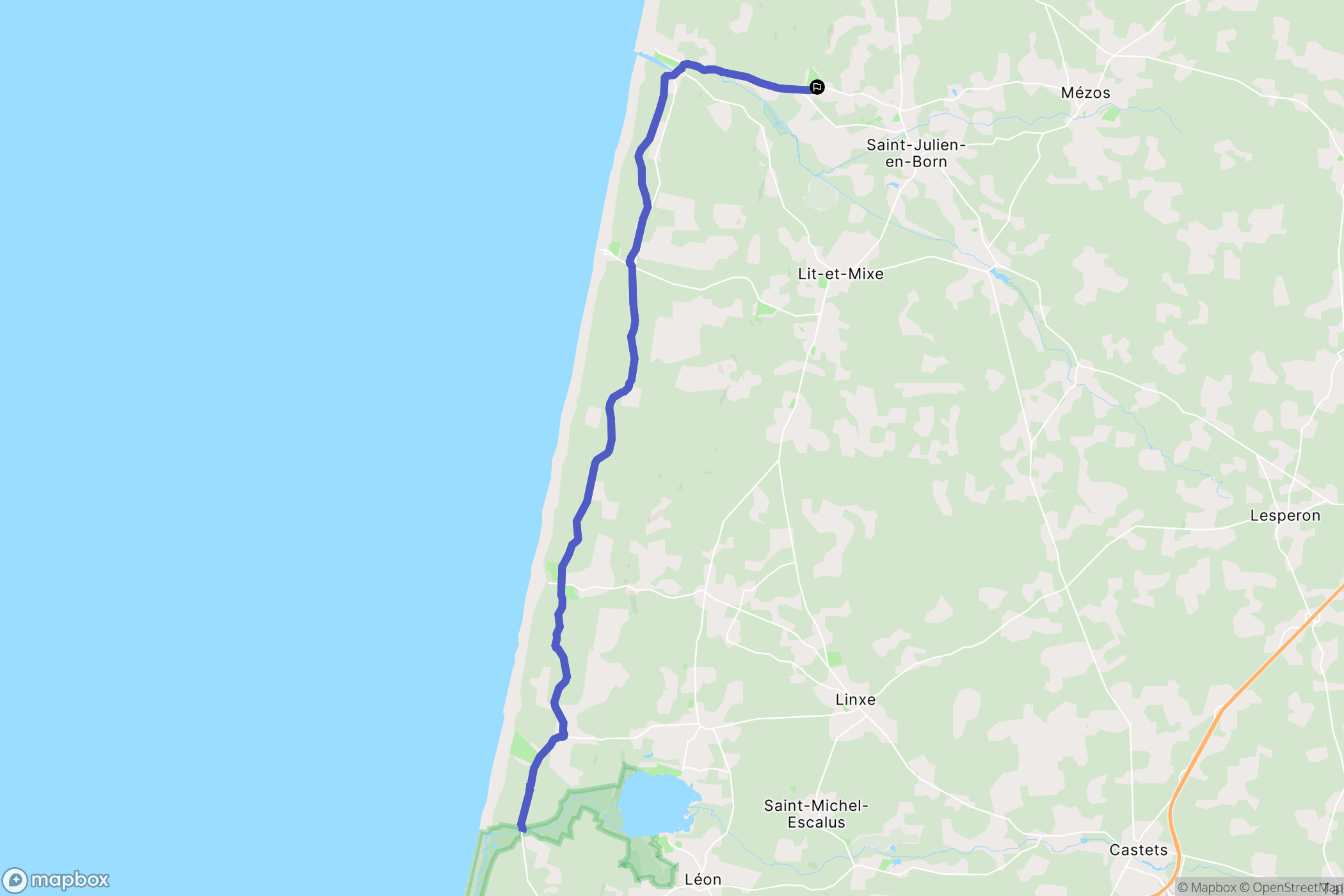 Saint-Julien-en-Born : carte du parcours de randonnée - France