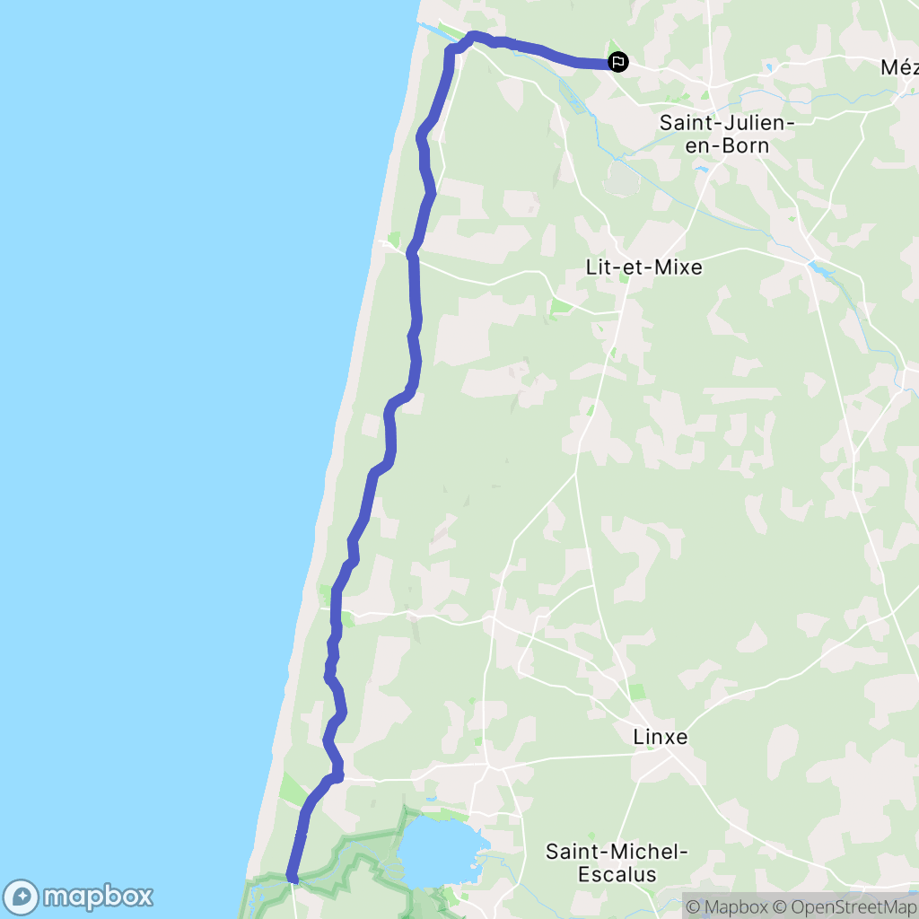 Saint-Julien-en-Born : carte du parcours de randonnée - France