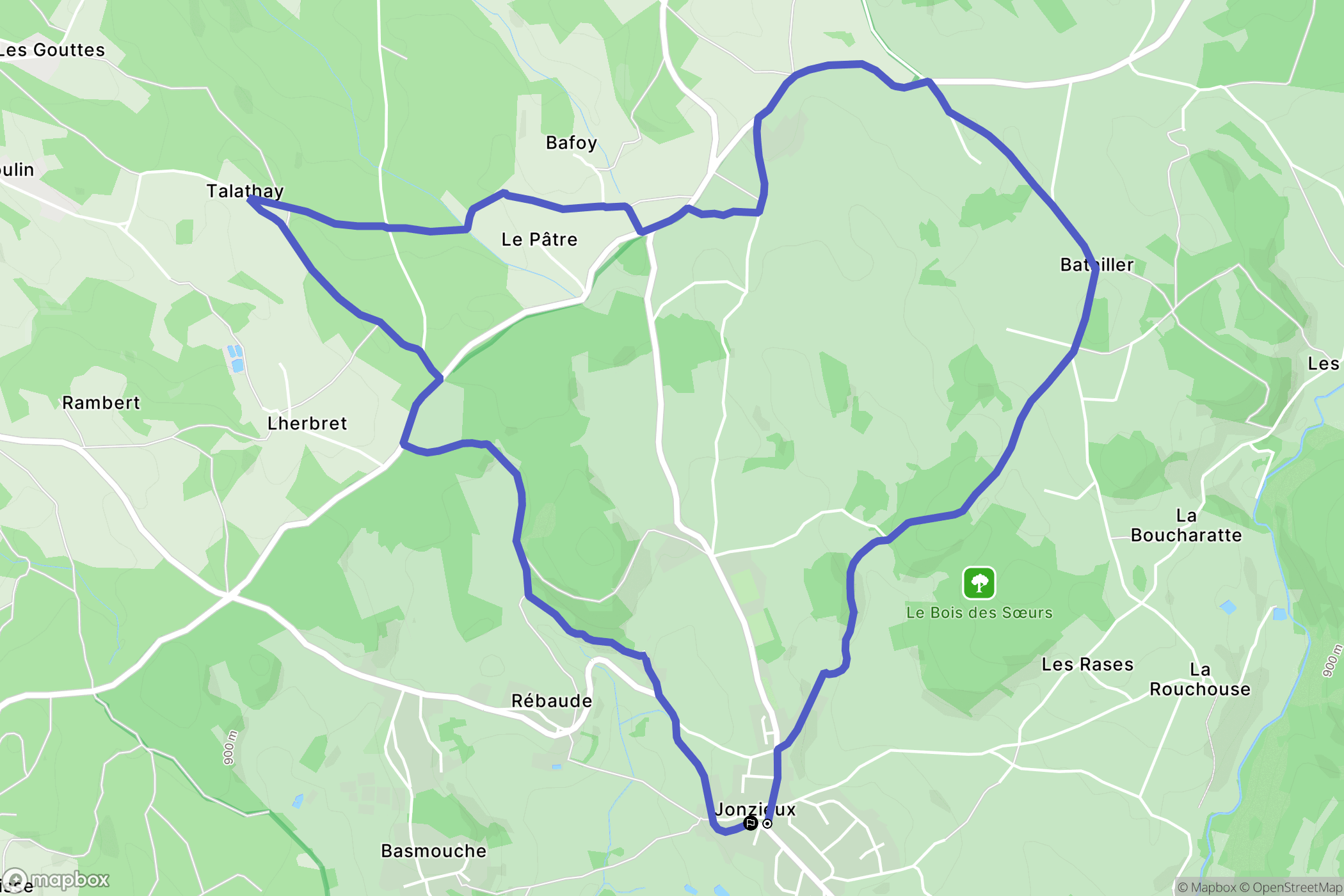 Jonzieux : carte du parcours de randonnée - France