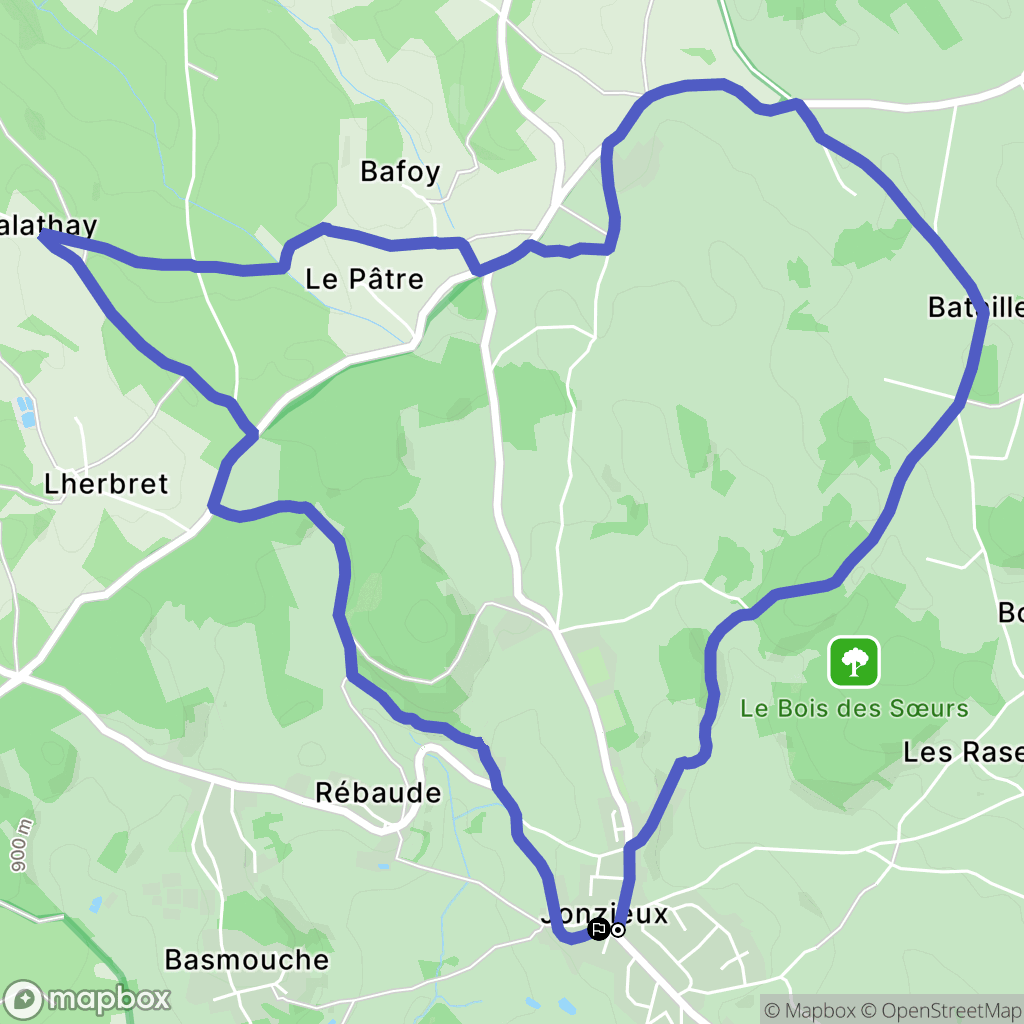 Jonzieux : carte du parcours de randonnée - France