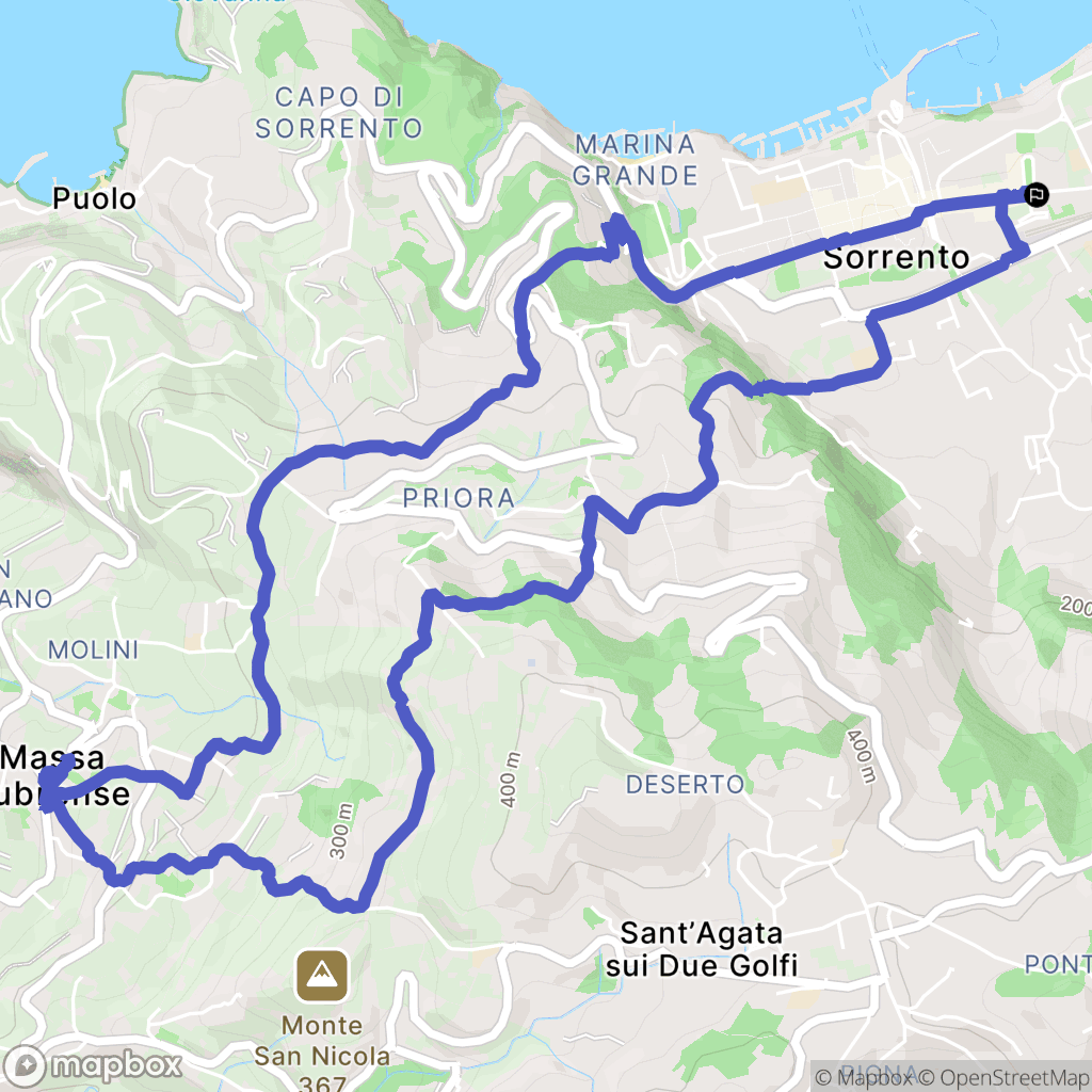 Sorrento : carte du parcours de randonnée - Italy