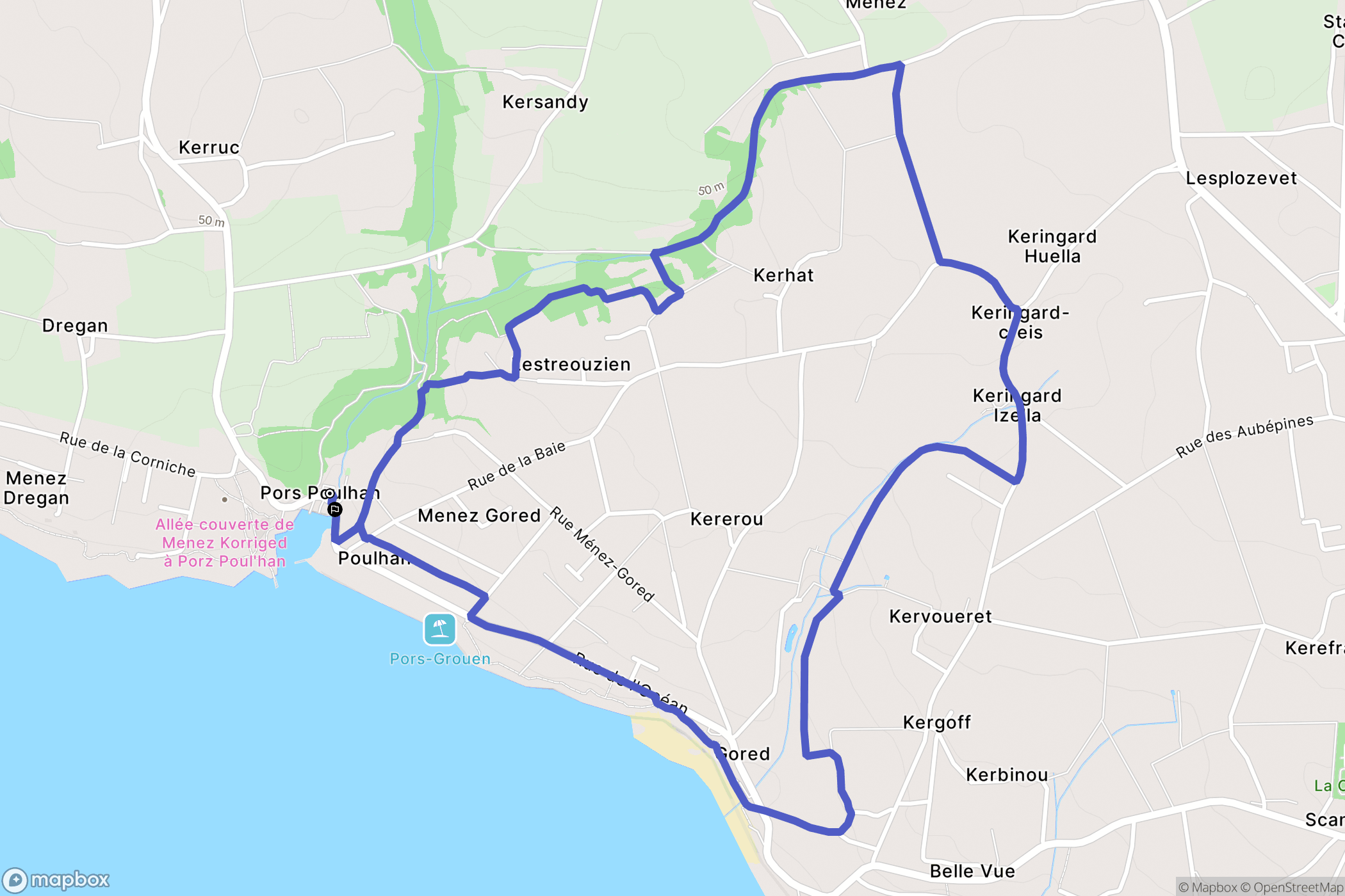 Plouhinec : carte du parcours de randonnée - France