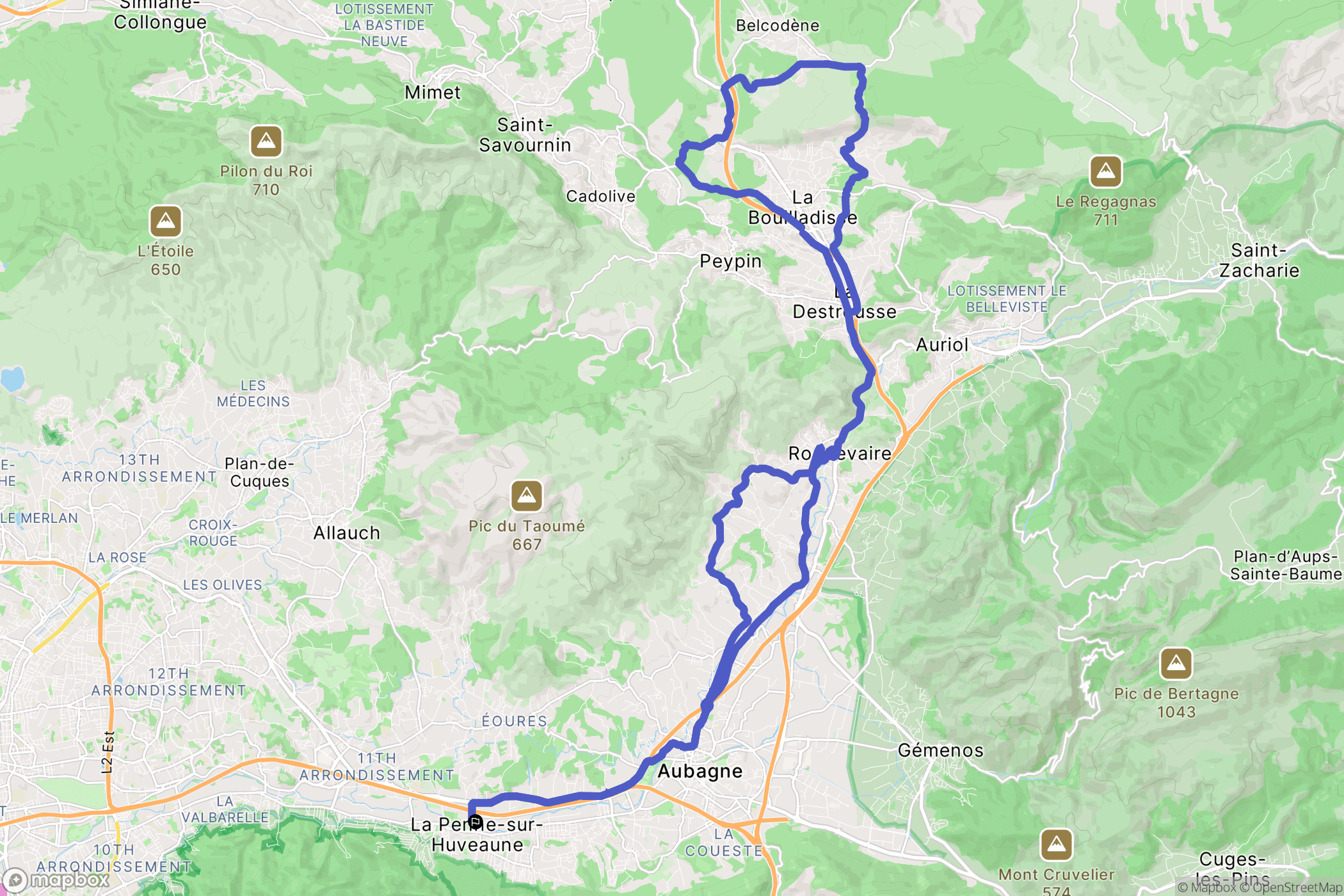 La Penne-sur-Huveaune : carte du parcours de randonnée - France