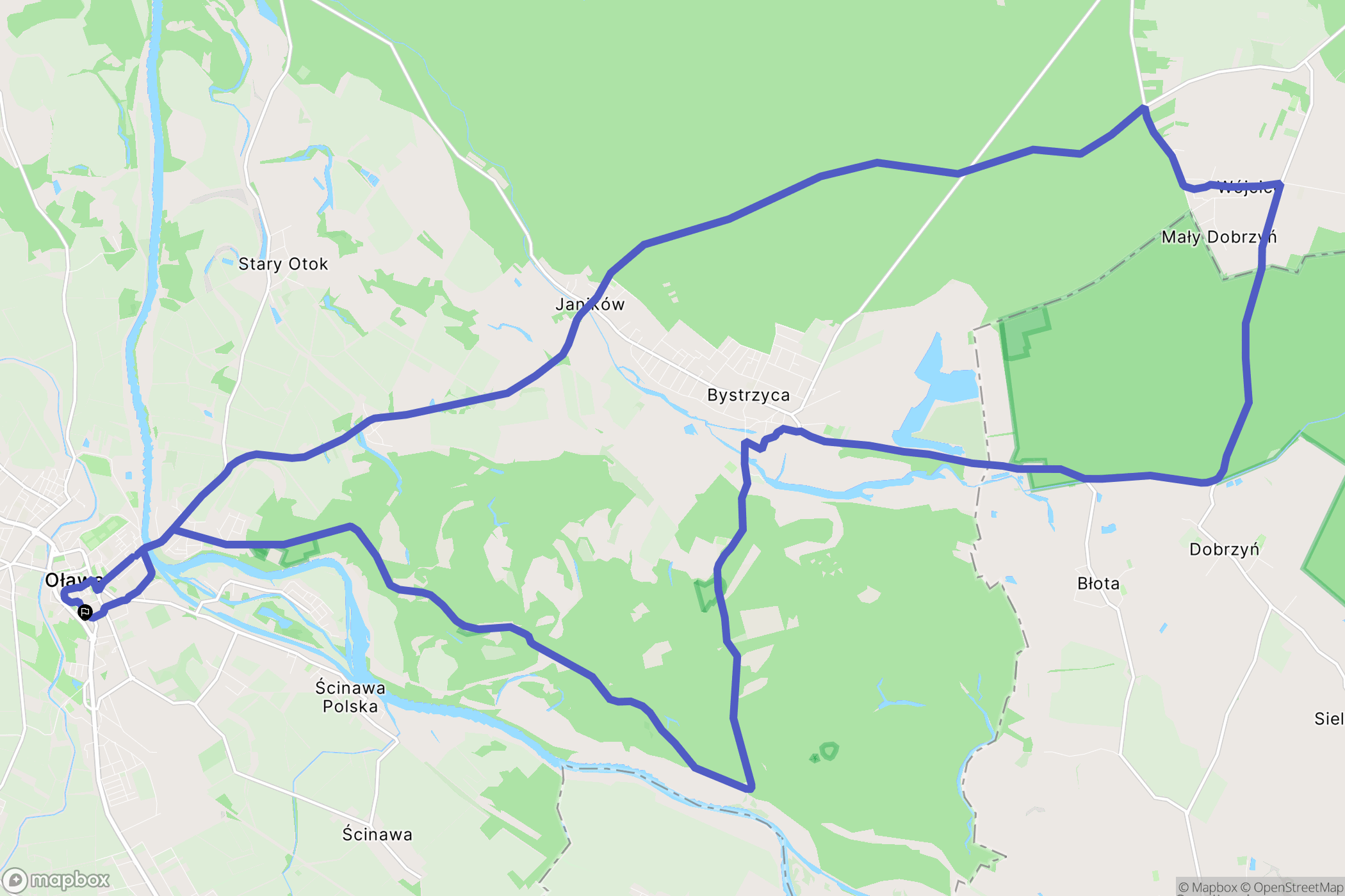 Oława: mapa trasy - Poland