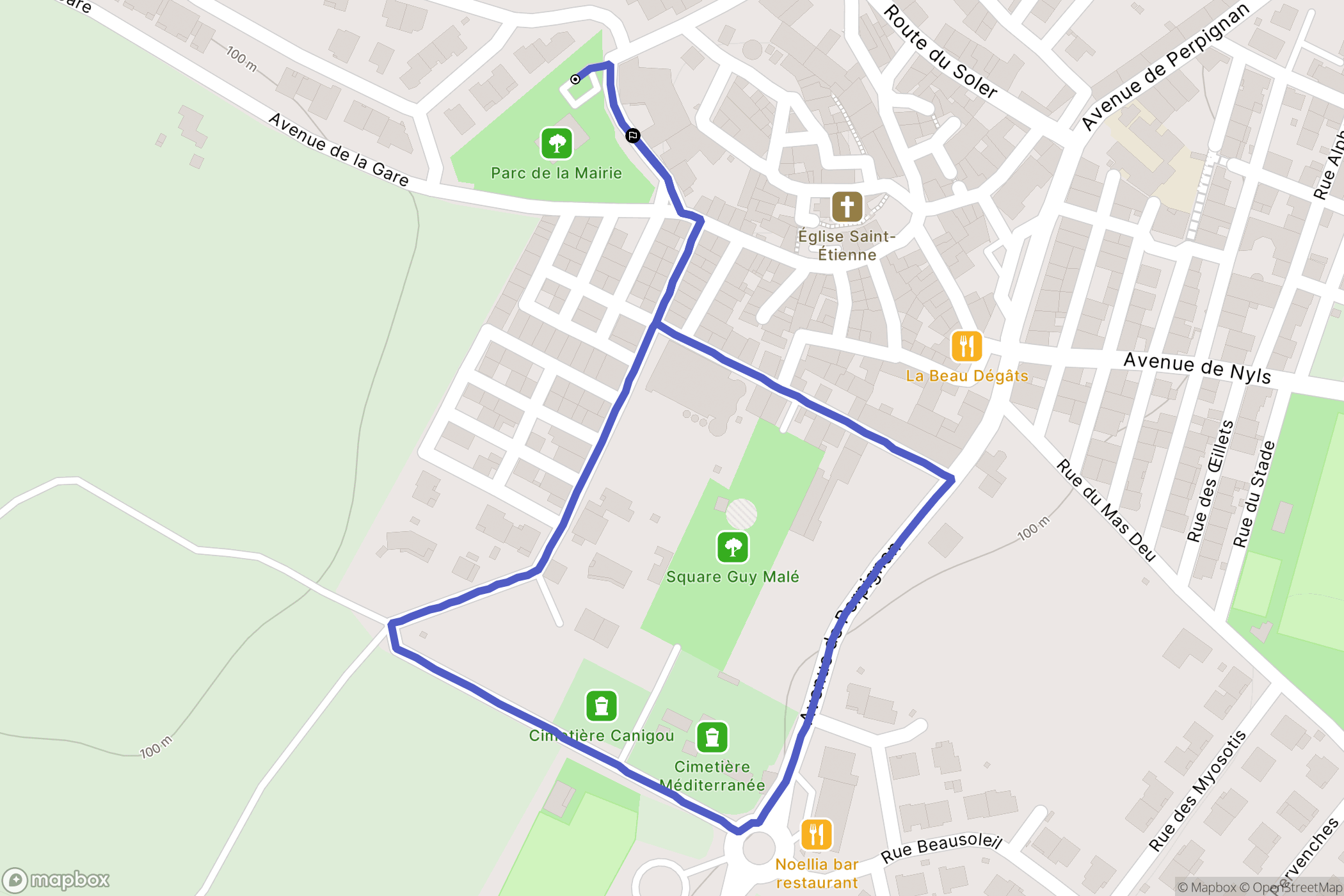 Ponteilla : carte du parcours de randonnée - France