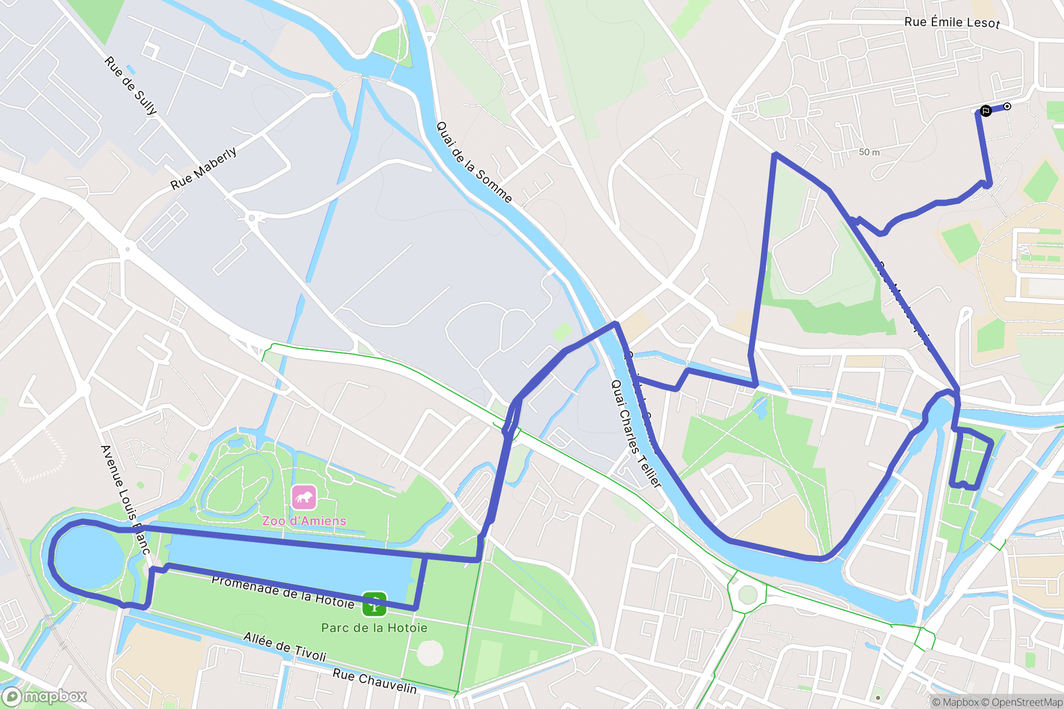 Amiens : carte du parcours de randonnée - France