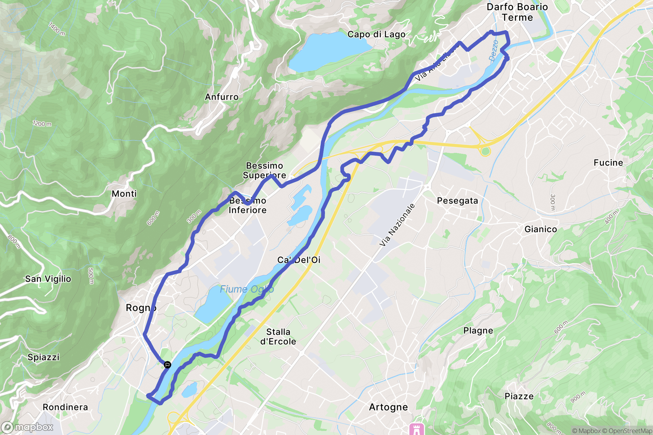 Rogno : carte du parcours de randonnée - Italy