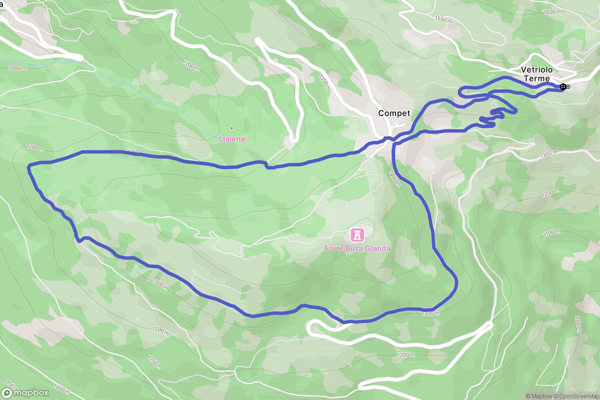 Vetriolo : carte du parcours de randonnée - Italy