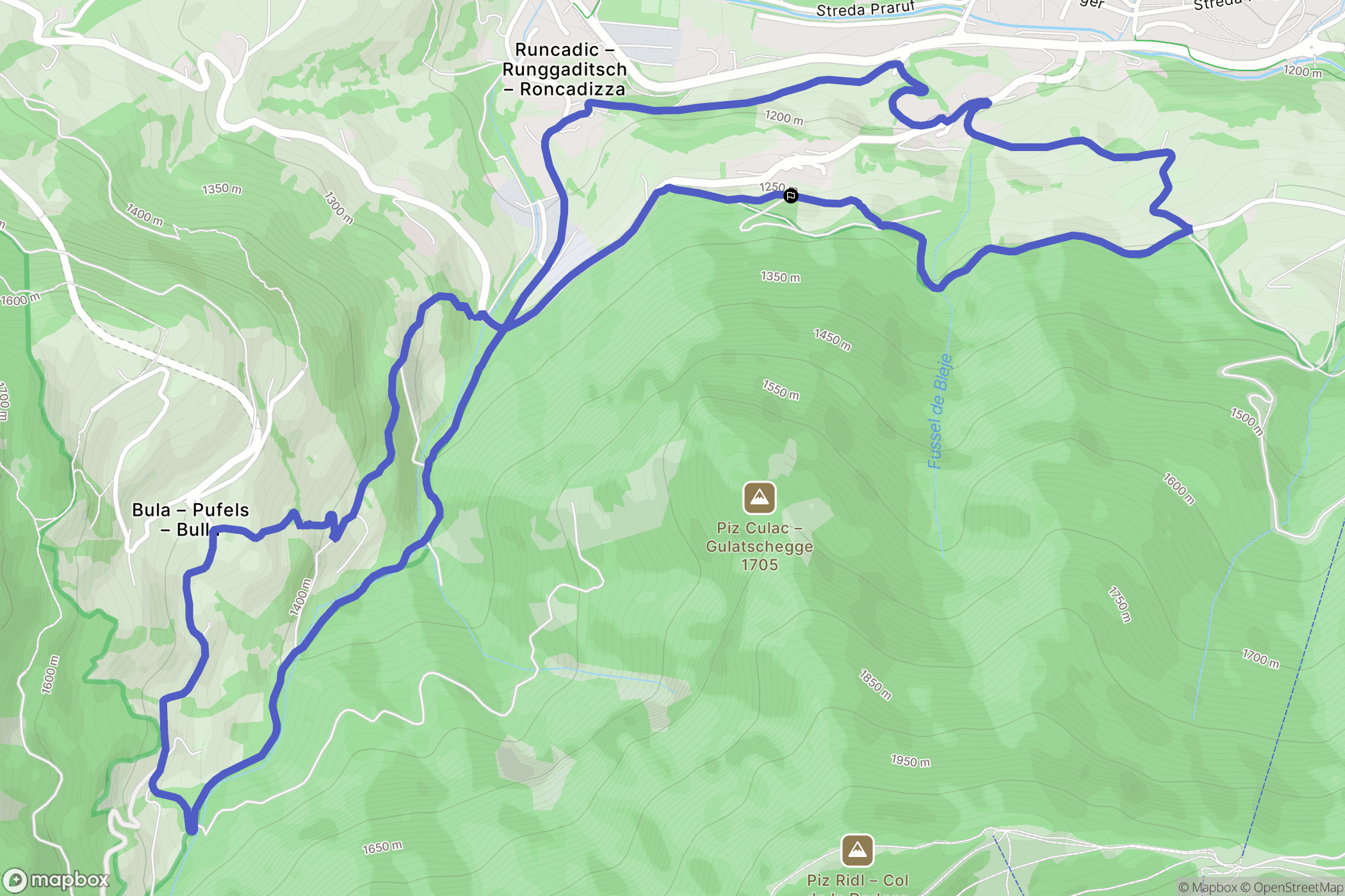 Guggenoi-digon : carte du parcours de randonnée - Italy
