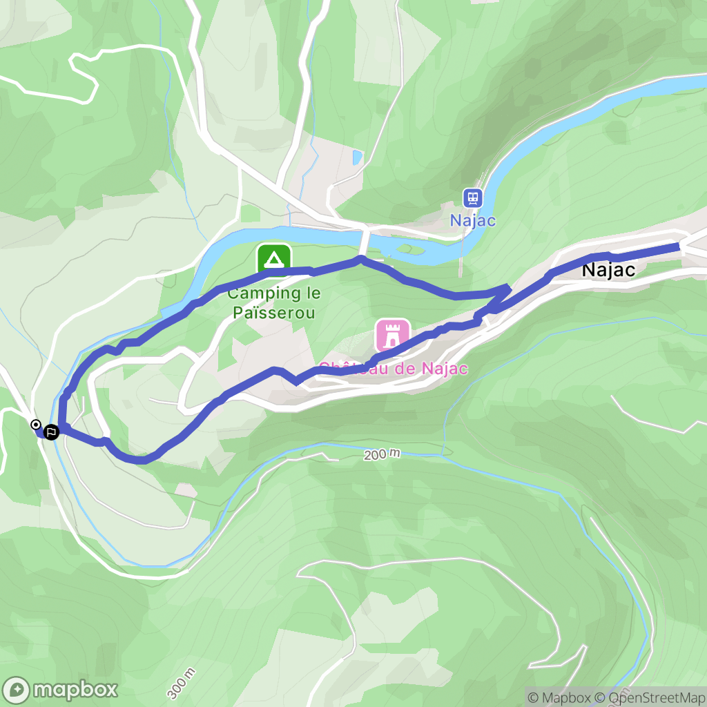Najac : carte du parcours de randonnée - France