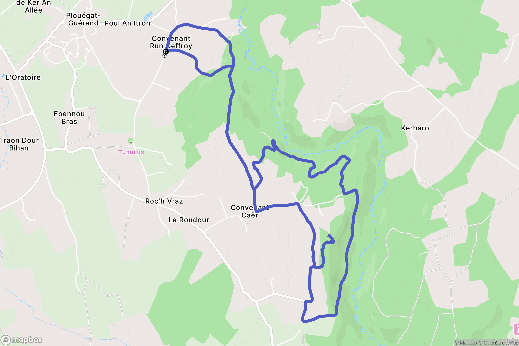 Plouégat-Guérand : carte du parcours de randonnée - France