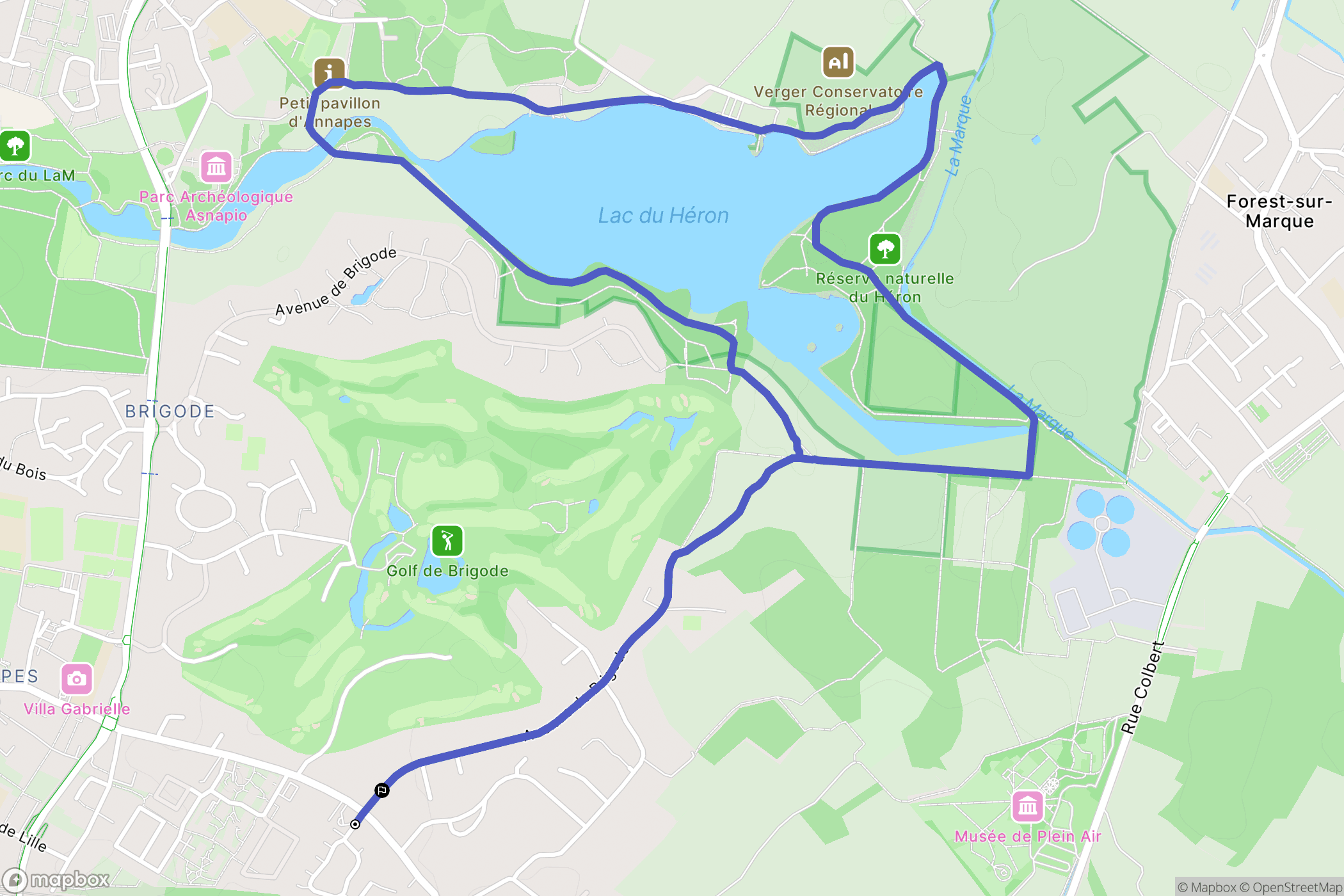 Villeneuve-d'Ascq : carte du parcours de randonnée - France