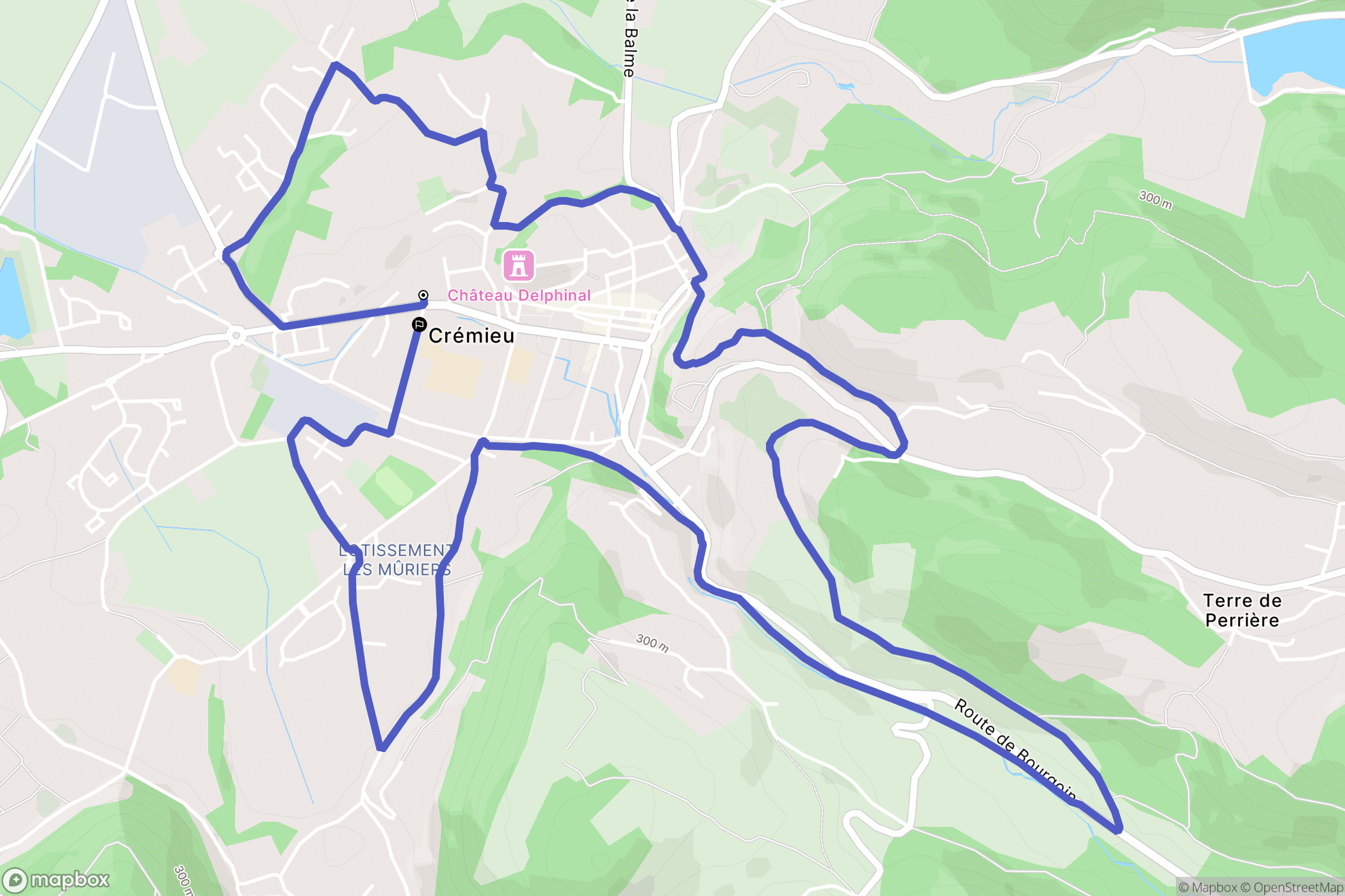 Crémieu : carte du parcours de randonnée - France